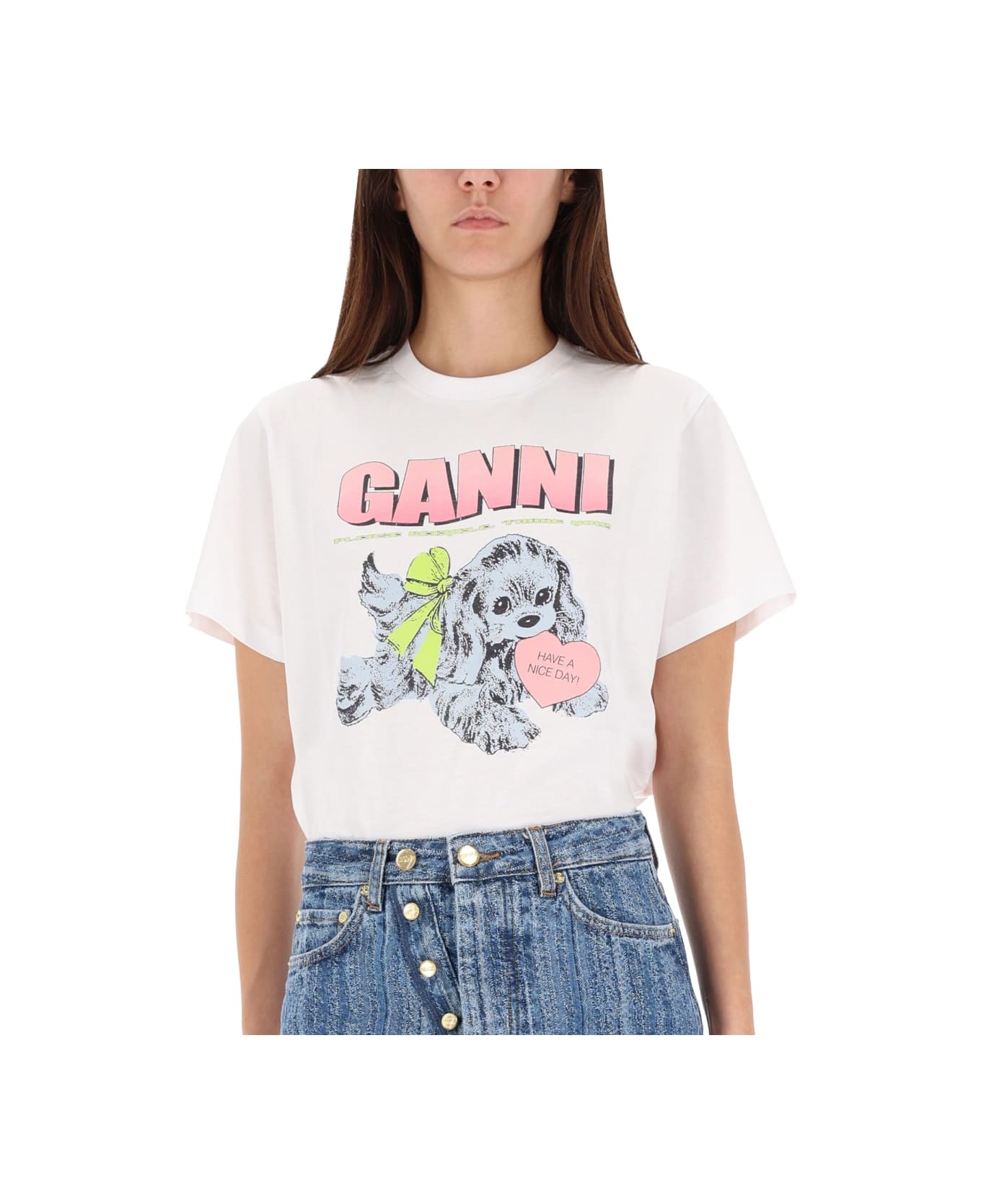 Ganni "puppy" T-shirt - WHITE