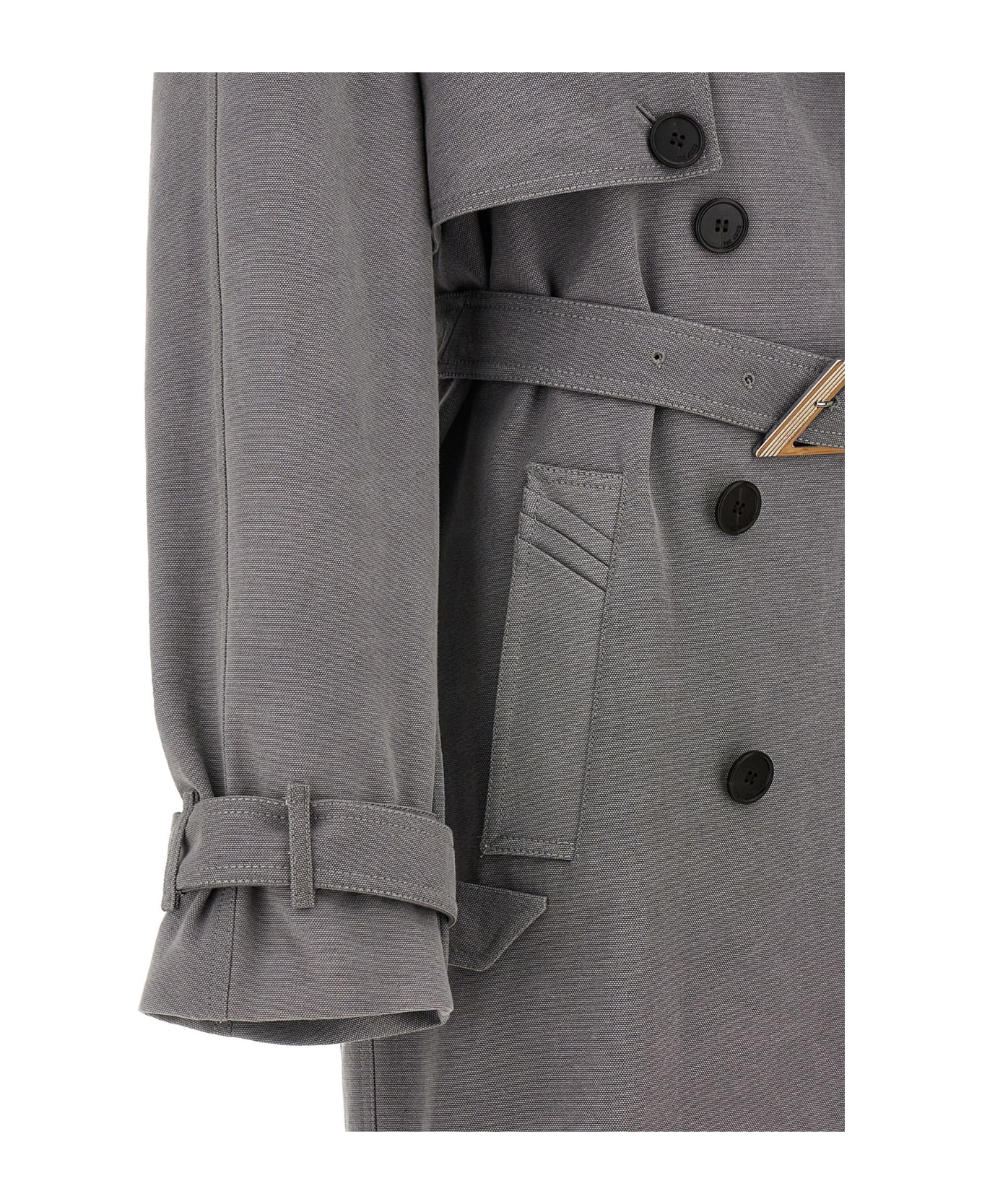 The Attico Double-breasted Trench Coat - Gray