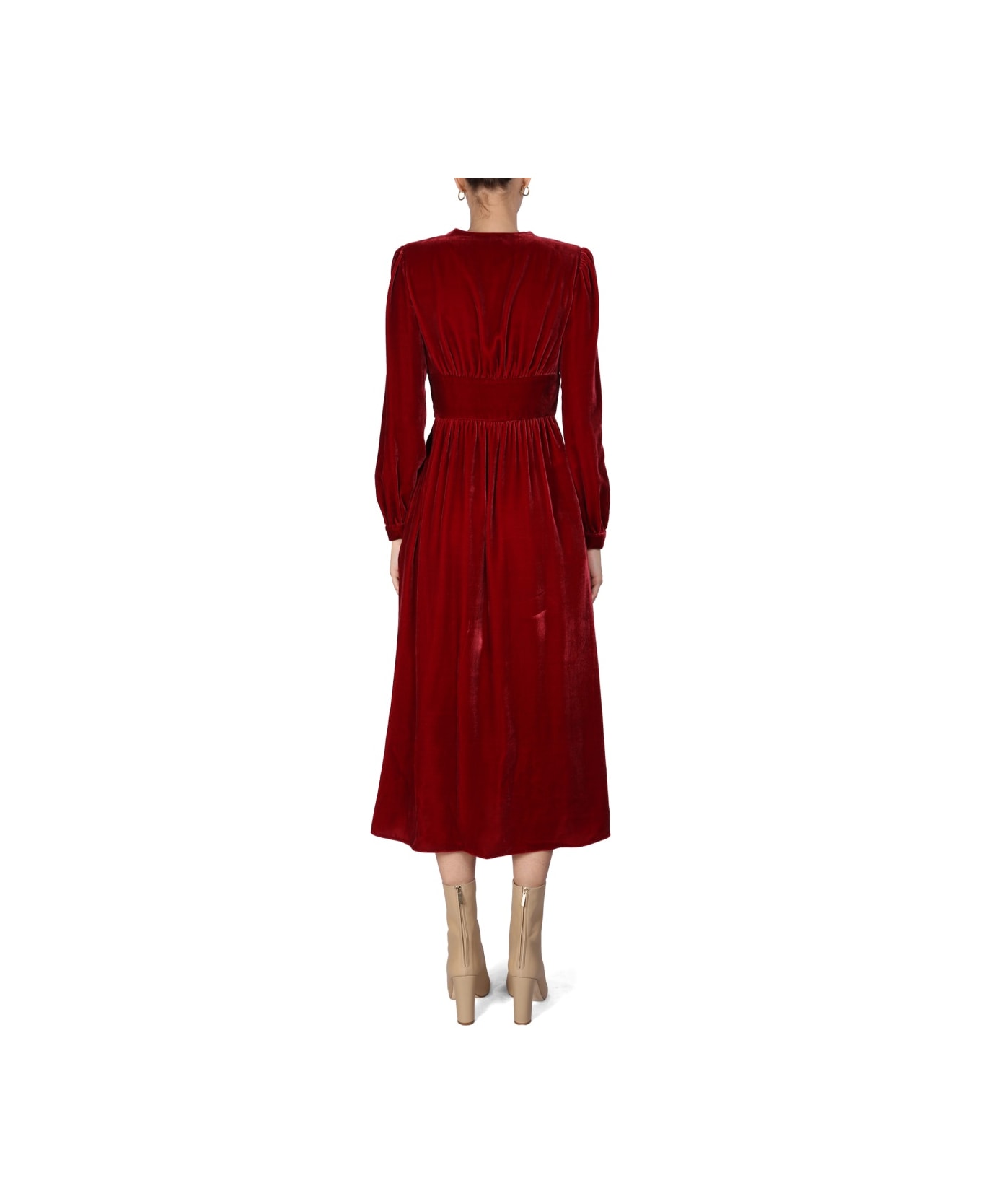 Boutique Moschino Panné Velvet Dress - RED