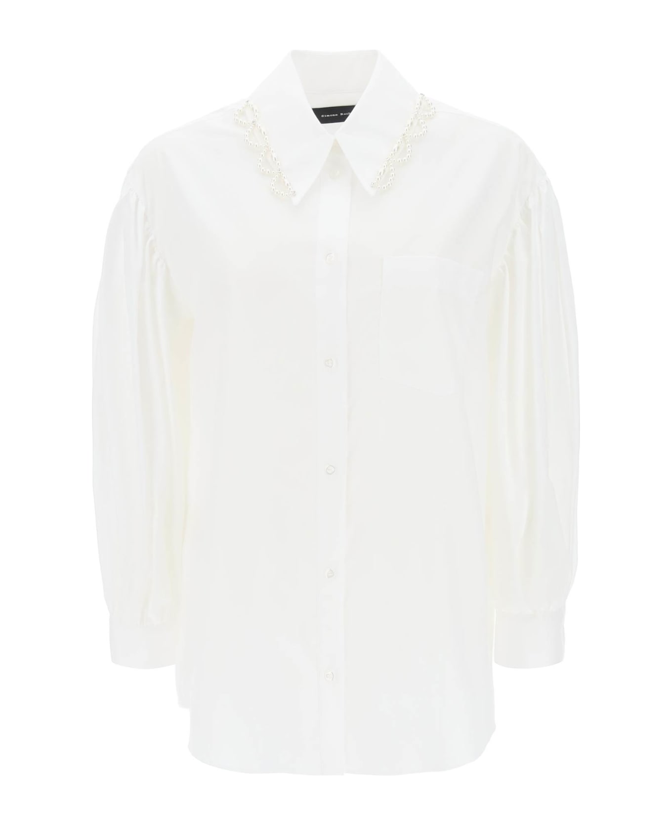 Simone Rocha Puff Sleeve Shirt With Embellishment - WHITE PEARL CLEAR (White)