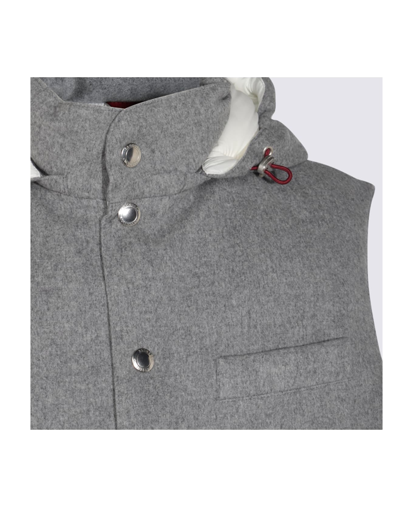 Brunello Cucinelli Grey Wool Down Jacket - Gray
