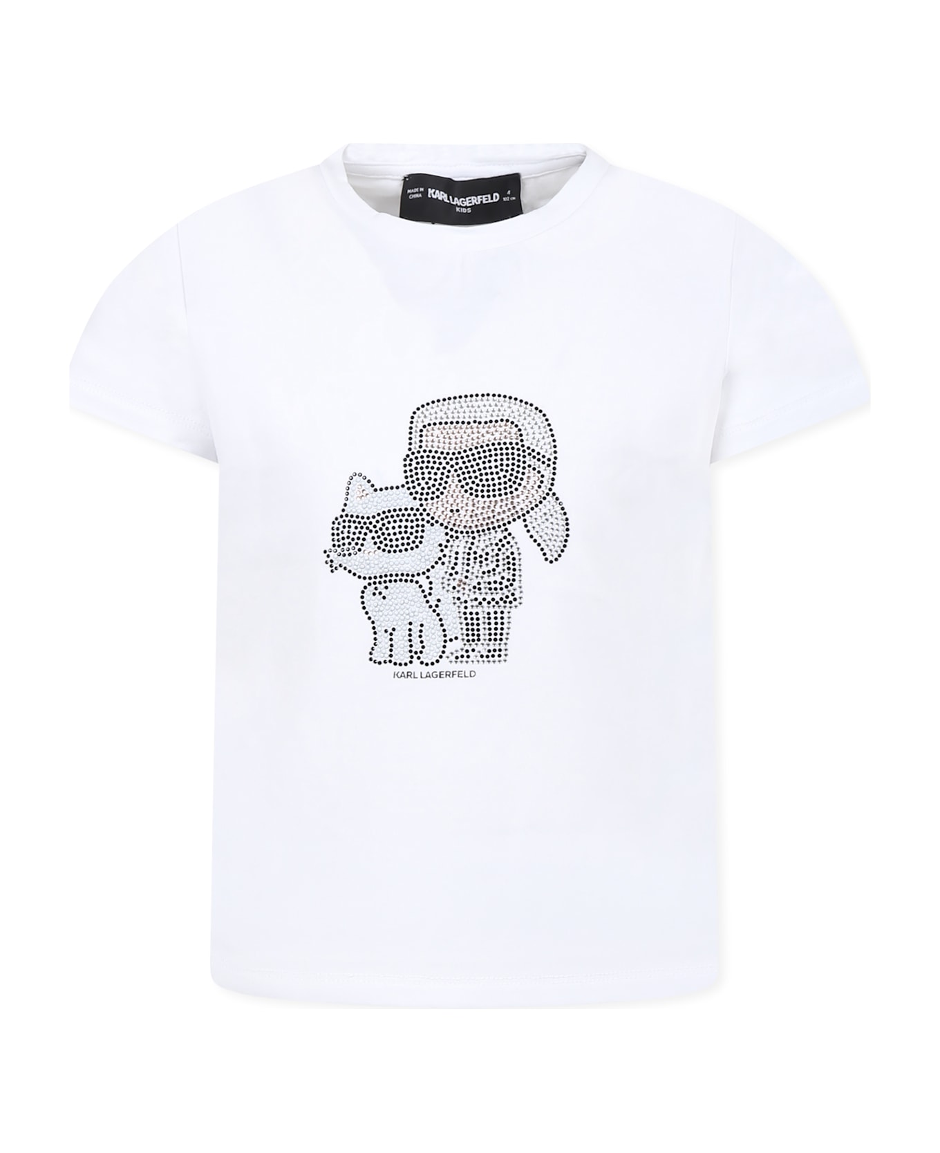 Karl Lagerfeld Kids White T-shirt For Girl With Choupette - White