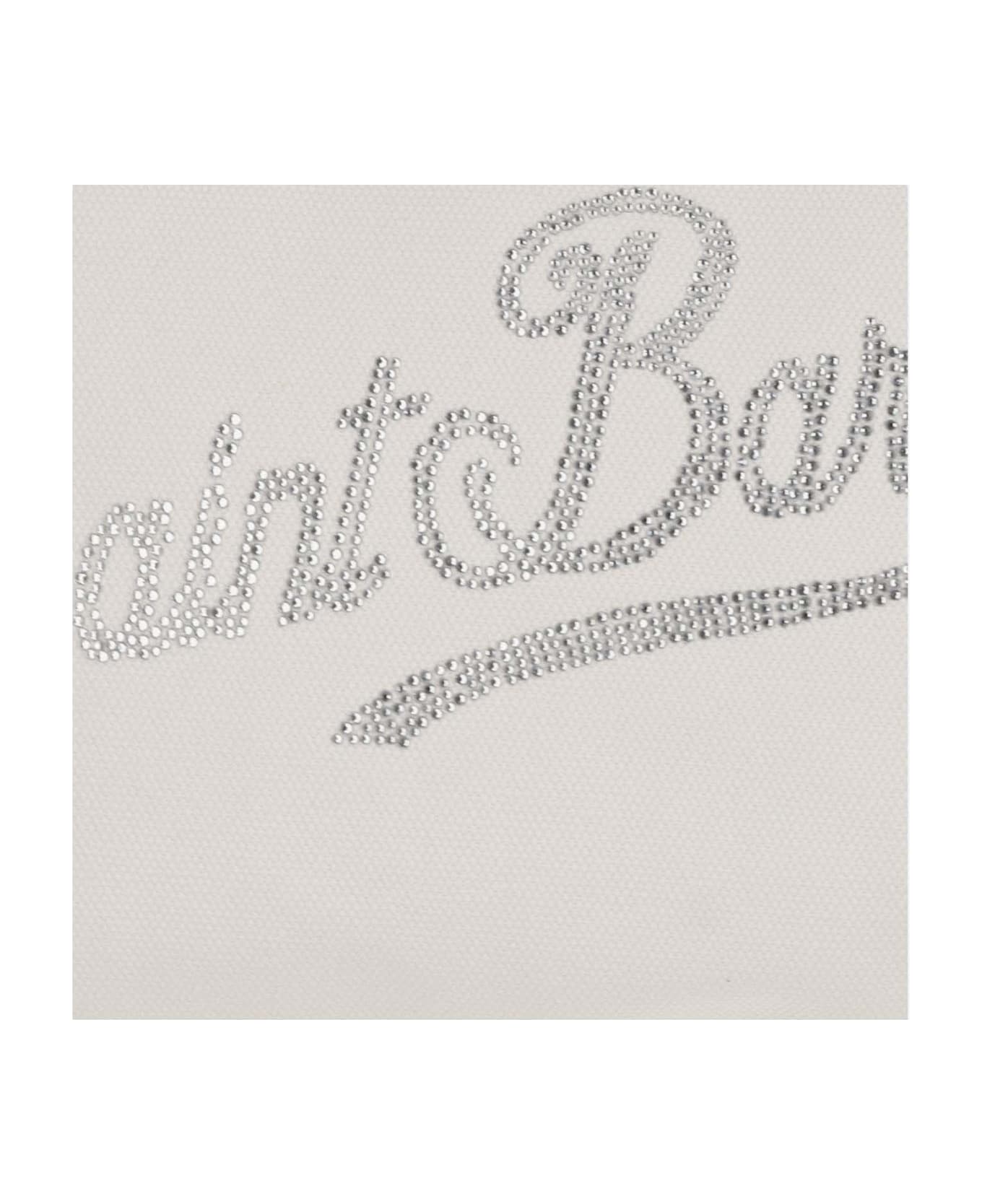 MC2 Saint Barth Rhinestone Logo Vanity Bag - White