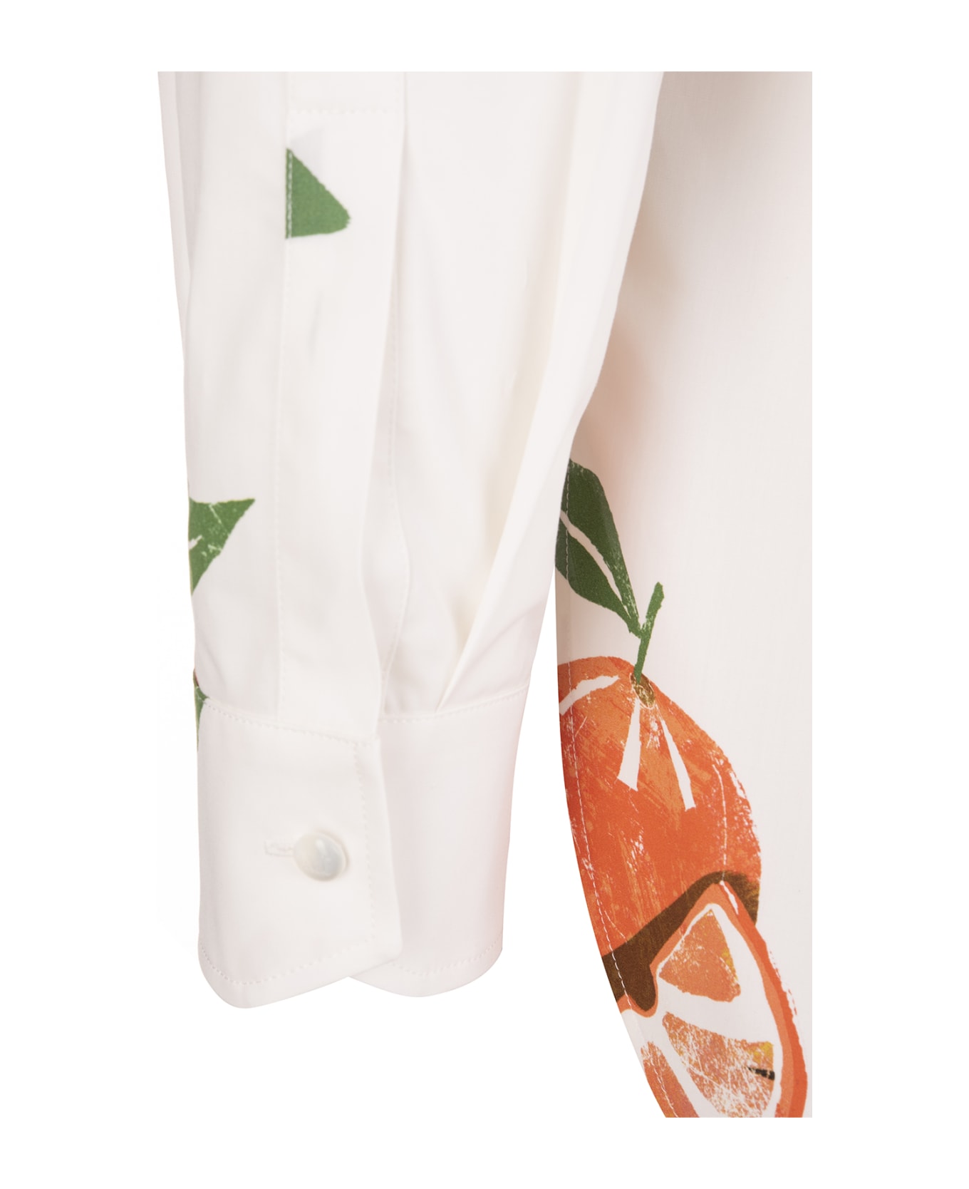 Max Mara White Curacao Blouse With Oranges - Bianco/multicolor