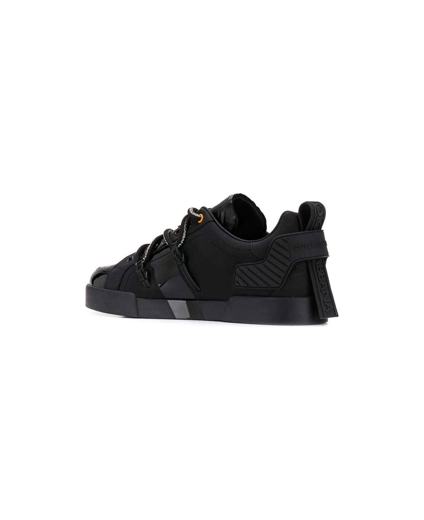 Dolce & Gabbana Man's Portofino Black Leather Sneakers - Black スニーカー