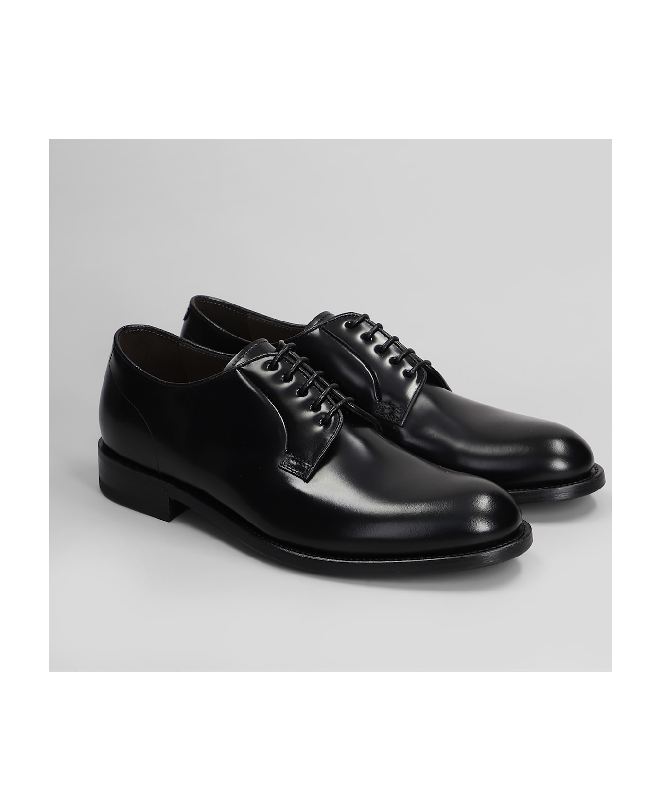 Green George Lace Up Shoes In Black Leather - black