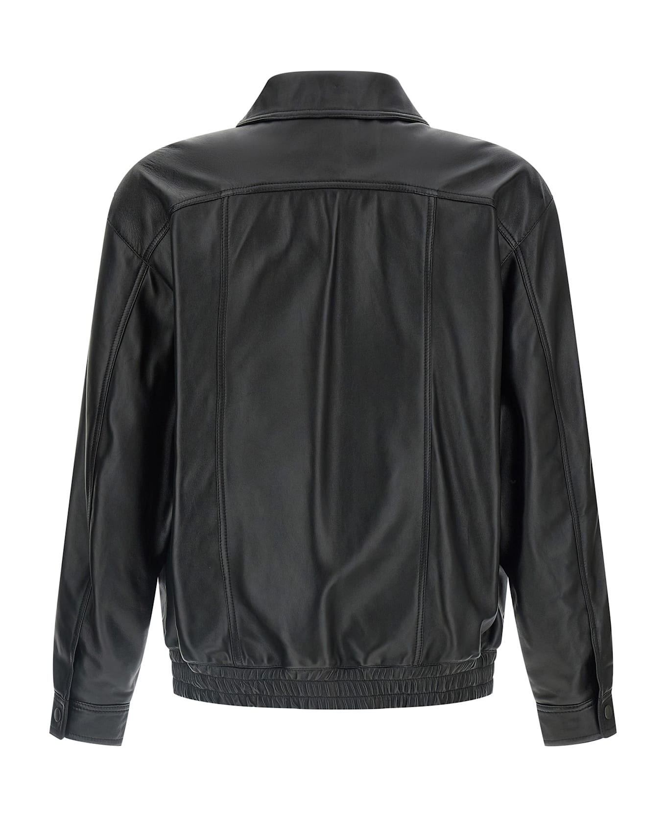 Saint Laurent Leather Bomber Jacket - Black  