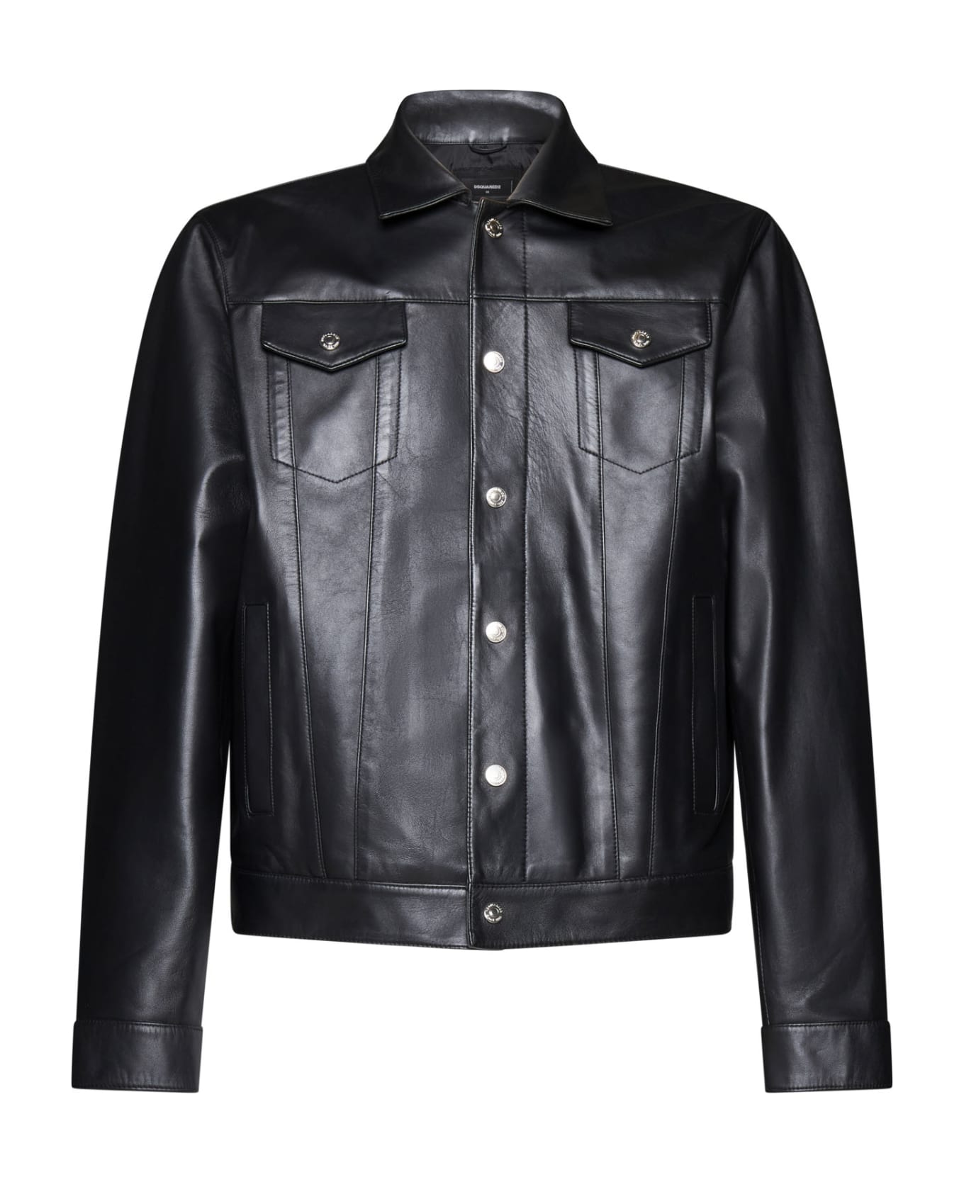 Dsquared2 Leather Dan Jean Jacket - Black