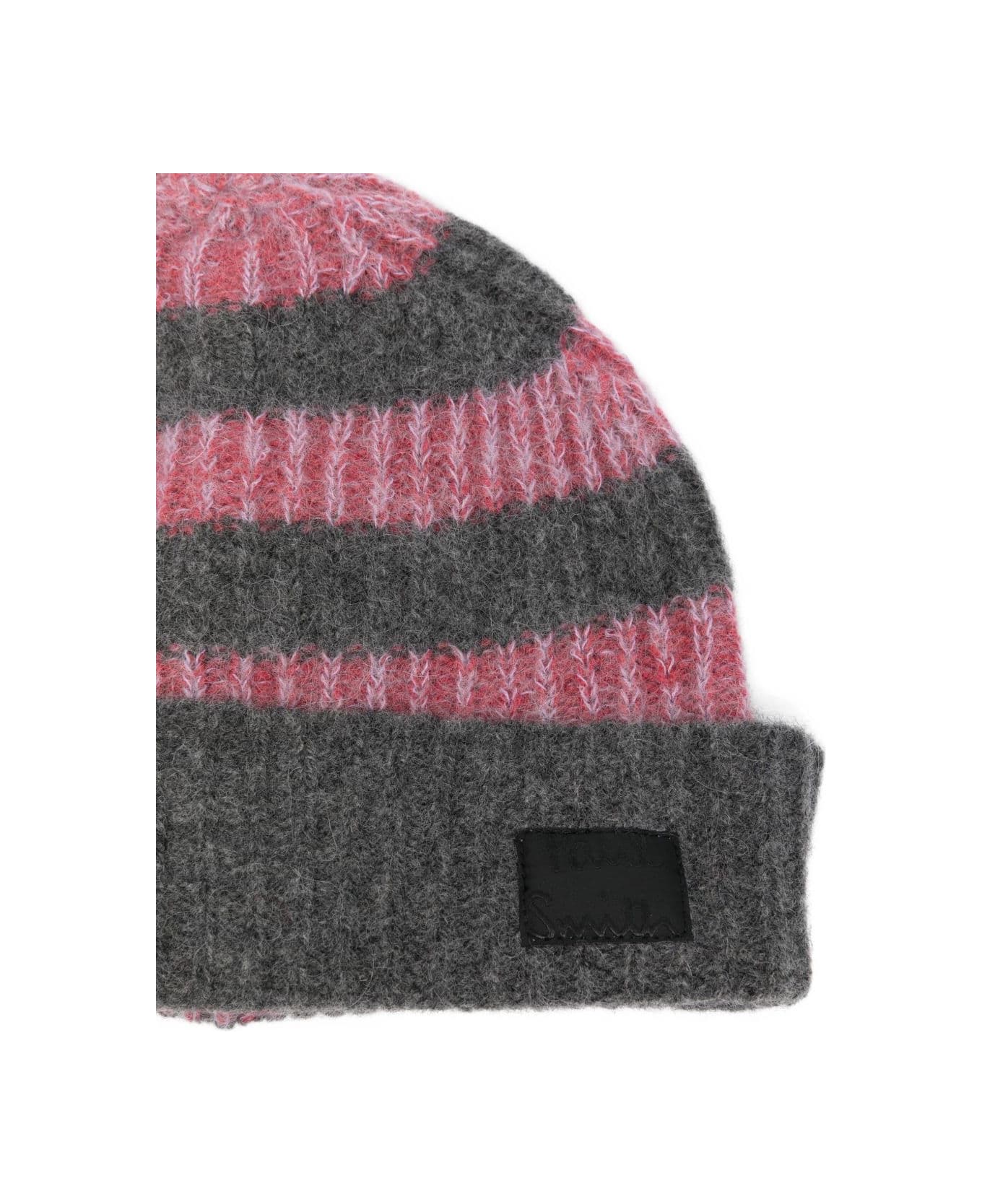 Paul Smith Wool Striped Beanie - Grey