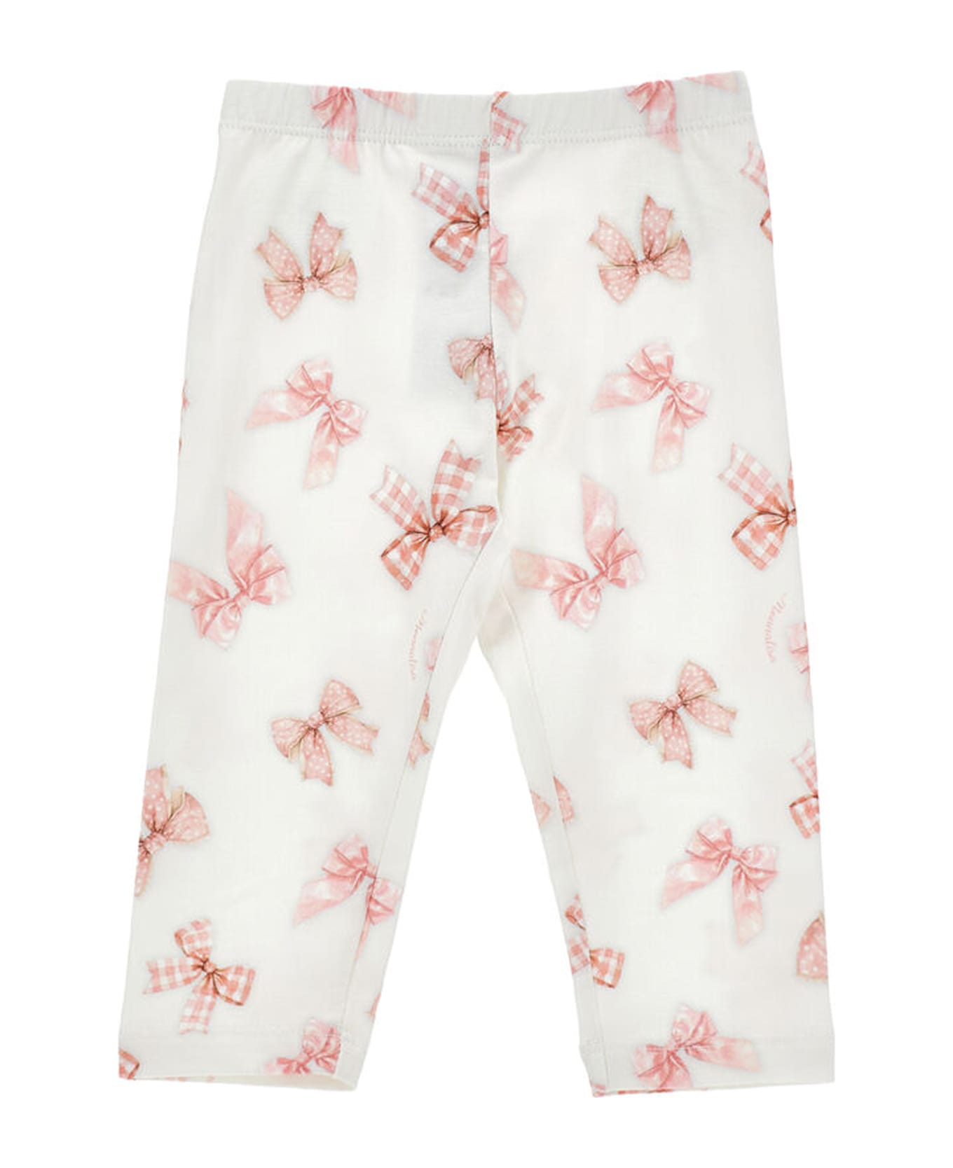 Monnalisa White Leggings For Baby Girl With Bows - White