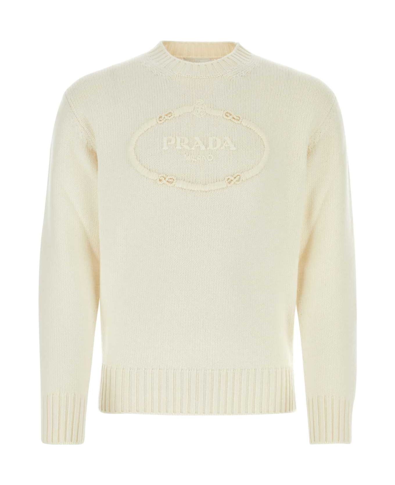 Prada Ivory Wool Blend Sweater - BIANCO