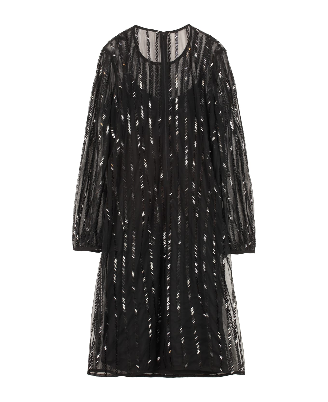 Max Mara Studio Zorro Sequins Embroidery Tulle Dress - black ワンピース＆ドレス