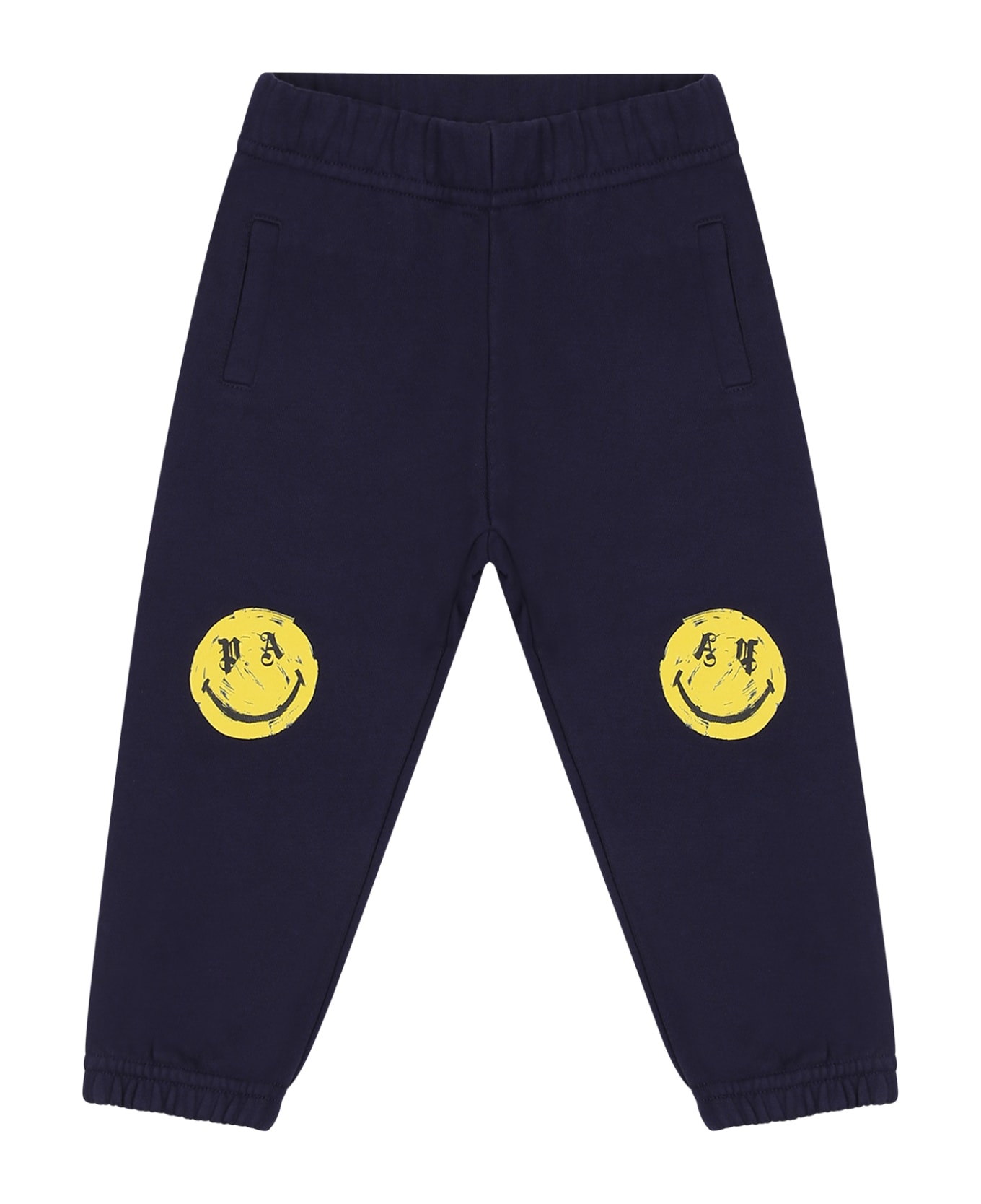 Palm Angels Blue Trousers For Babykids With Logo - Blue