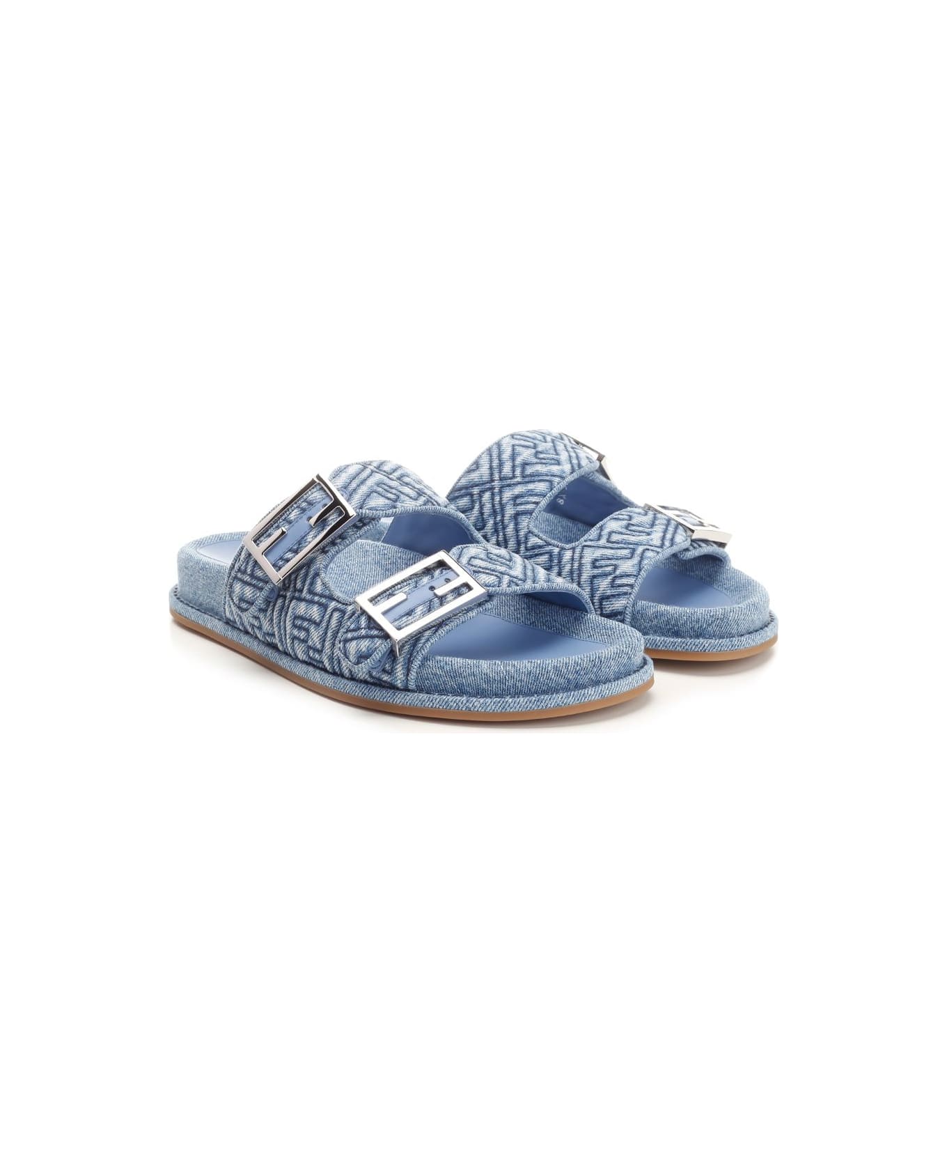 Fendi 'fendi Feel' Slide Flat - Light blue