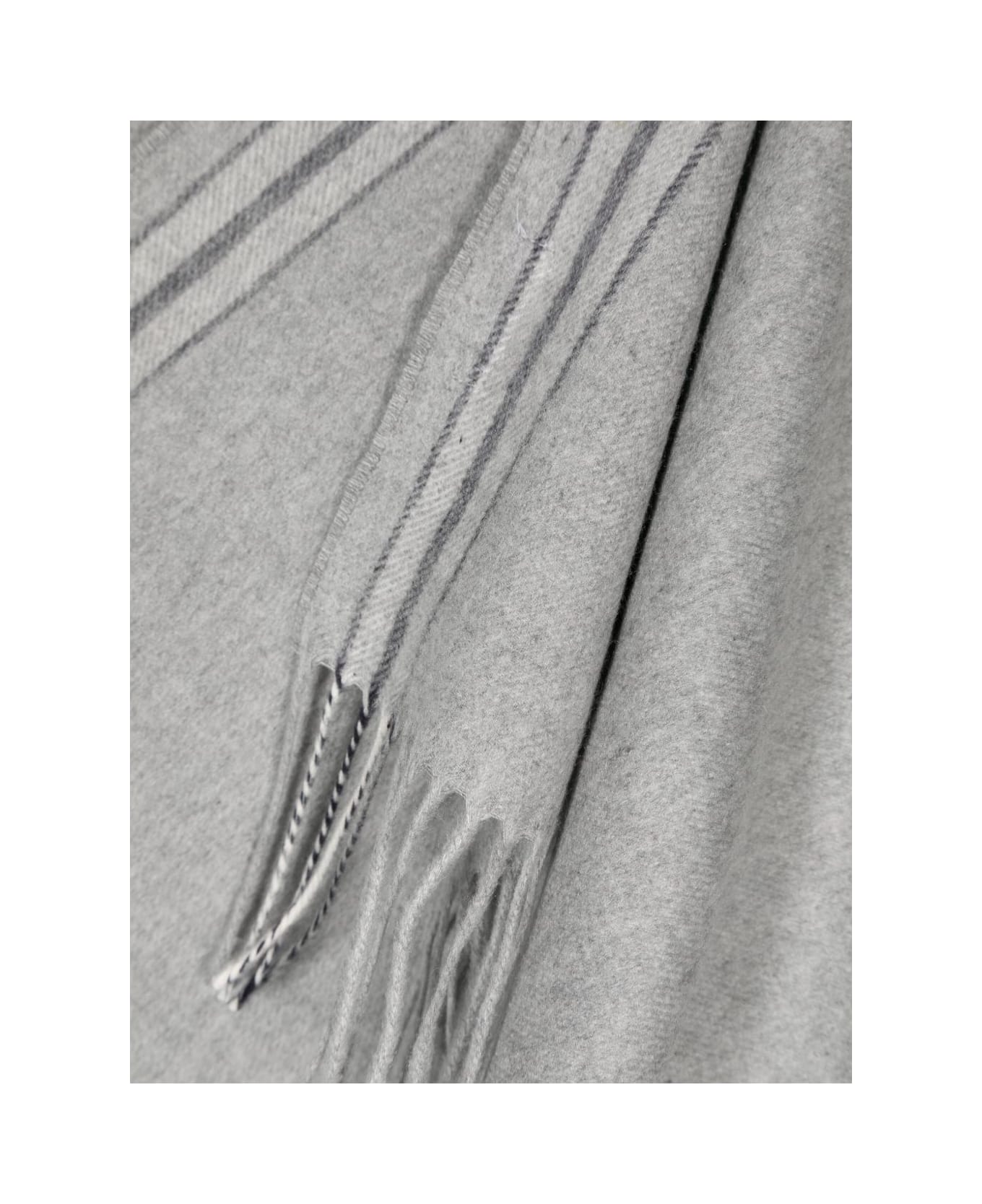 Brunello Cucinelli Scarf With Striped Detail - Grey