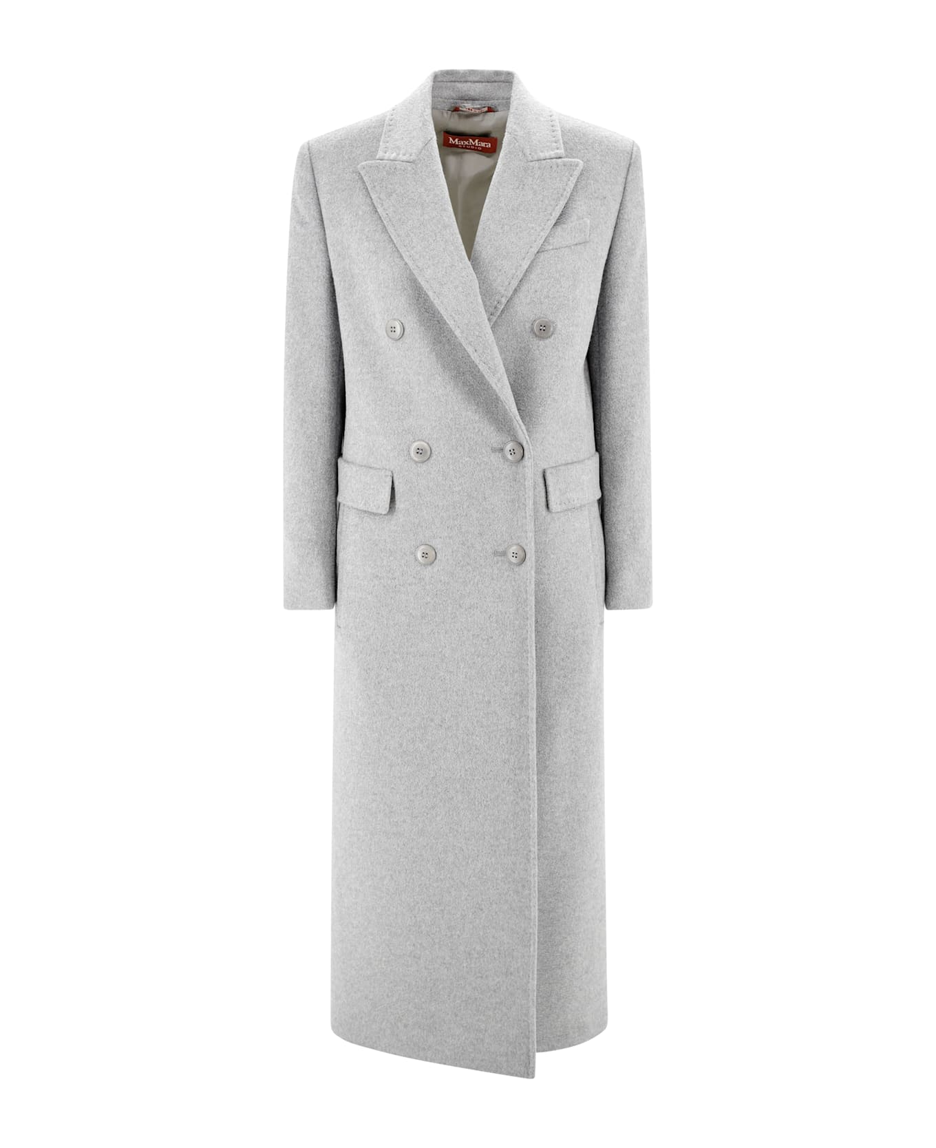 Max Mara Studio Long Double-breasted Wool Coat - Grey