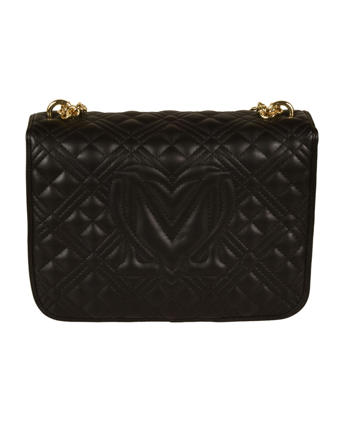 Love Moschino Logo Plaque Quilted Shoulder Bag - Black ショルダーバッグ