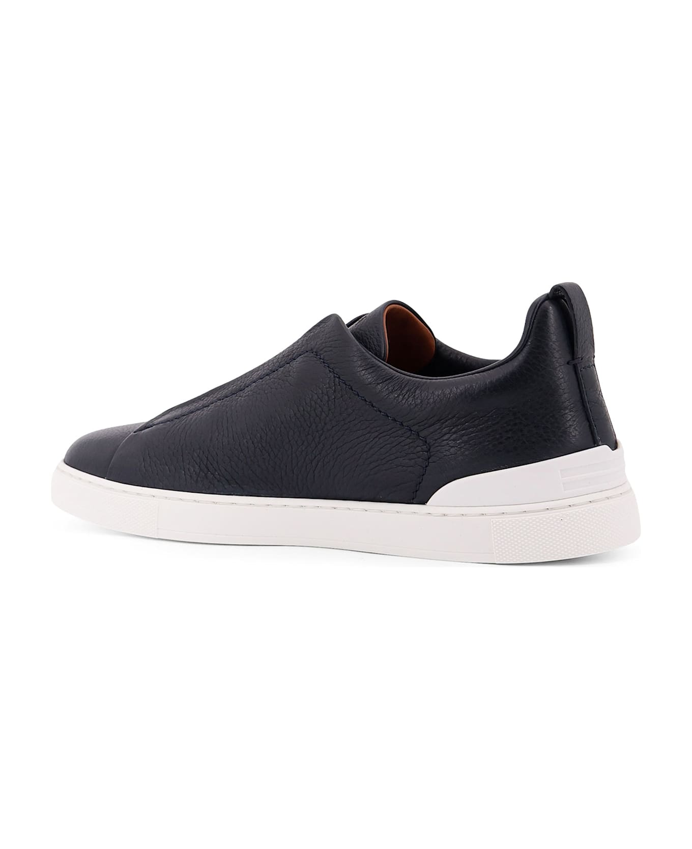 Zegna Triple Stitch Leather Sneakers - Blue