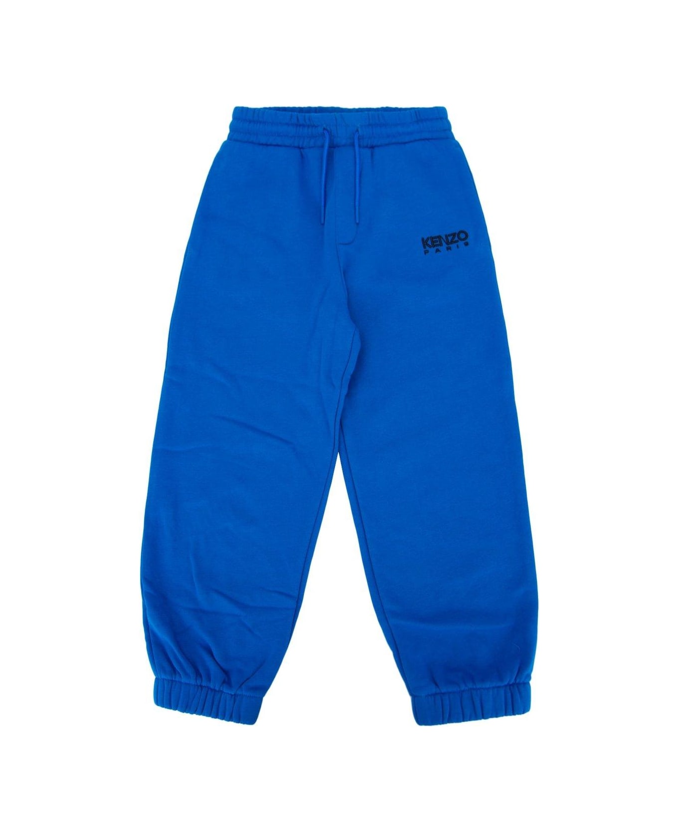 Kenzo Kids Logo Embroidered Elasticated Ankles Track Pants - A Blu