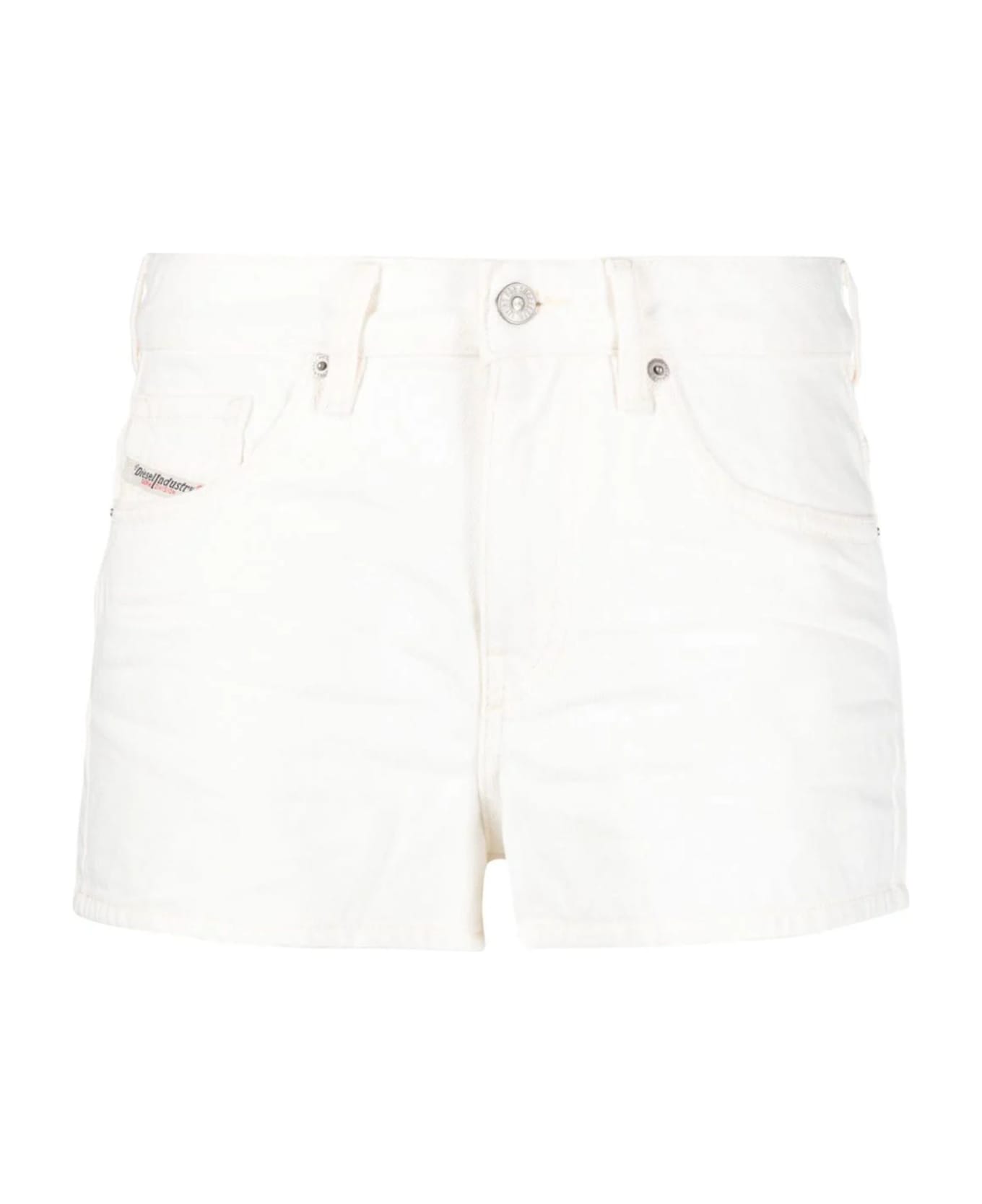 Diesel White Cotton De-yuba Denim Shorts - White