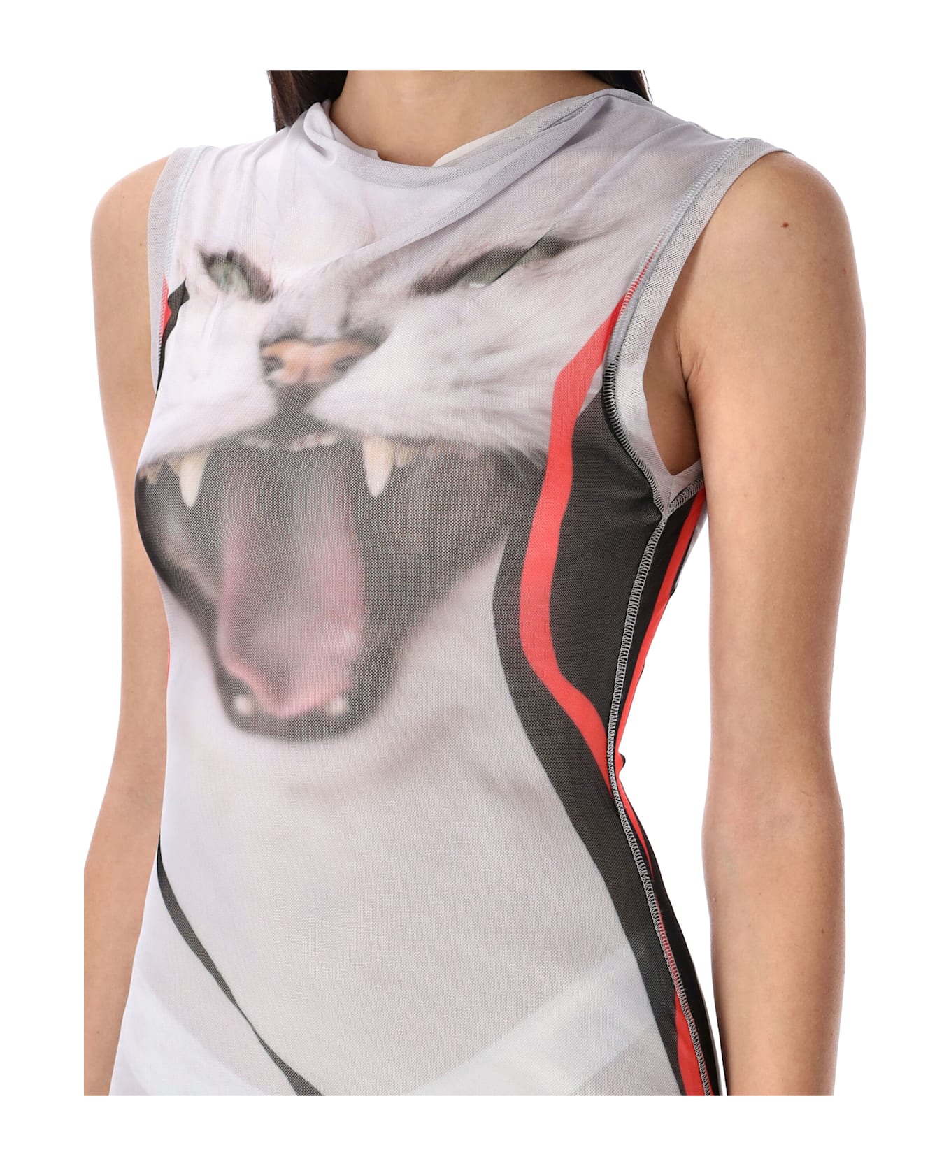 Ottolinger Mesh Printed Maxi Dress - CAT PRINT