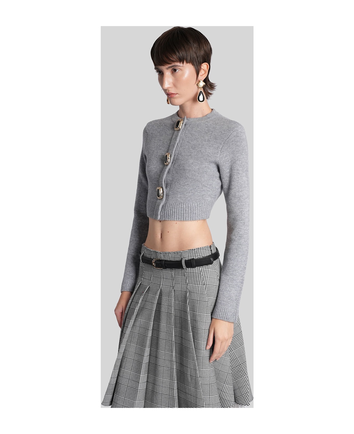 self-portrait Cardigan In Grey Wool - grey