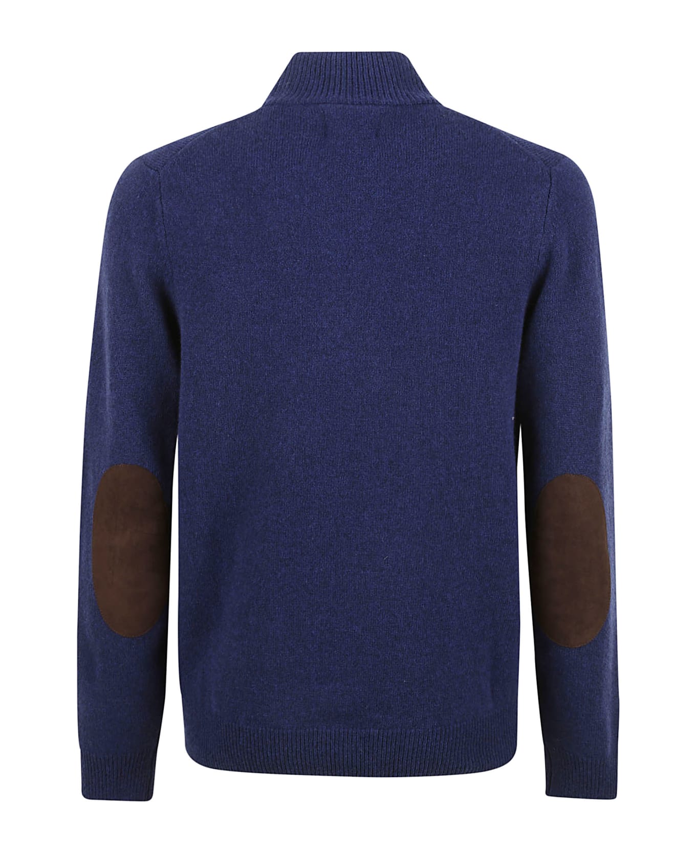 Barbour Patched Half Zip Polo Sweater - Deep Blue