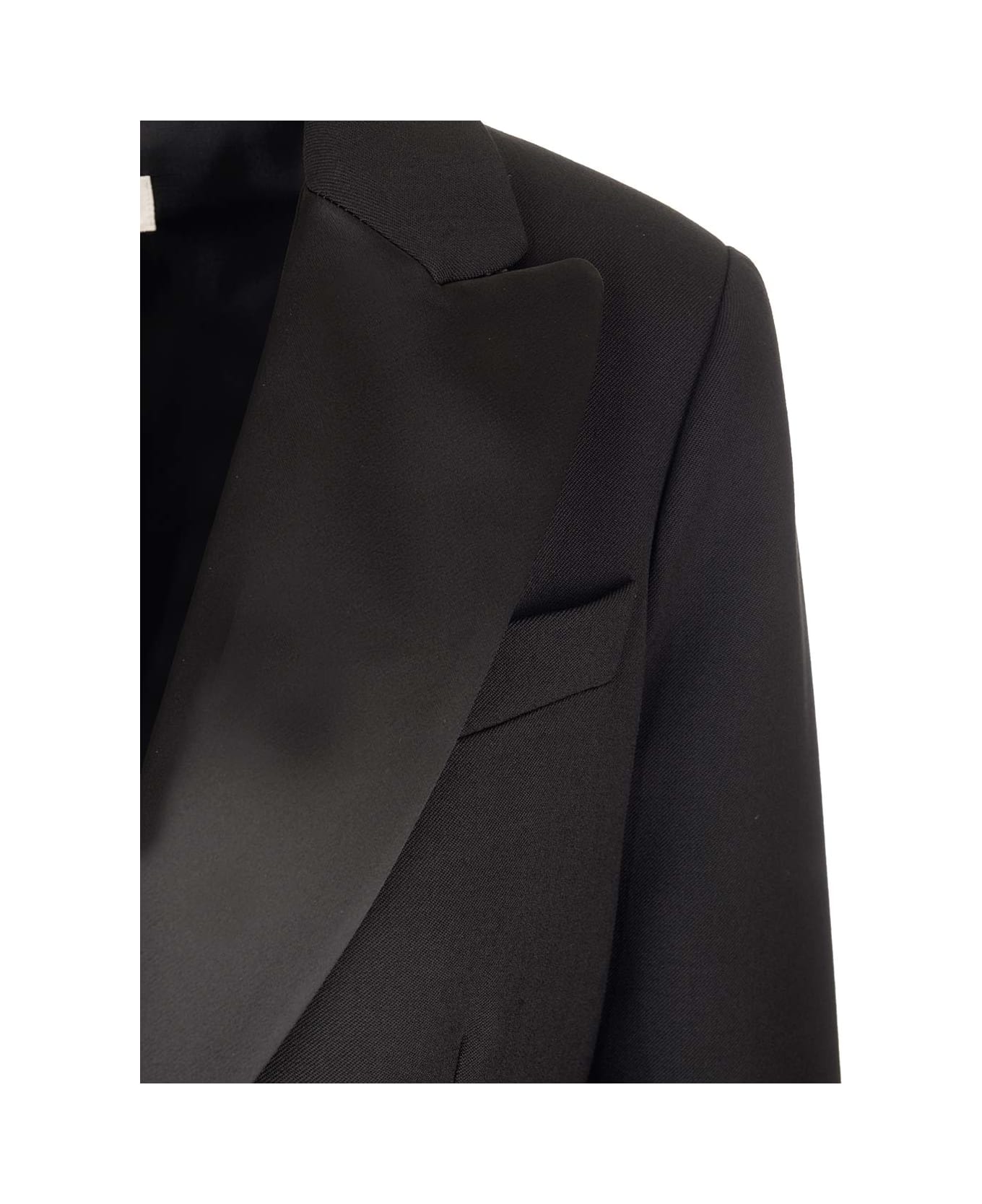 Parosh Black Wool Tuxedo Jacket - Black