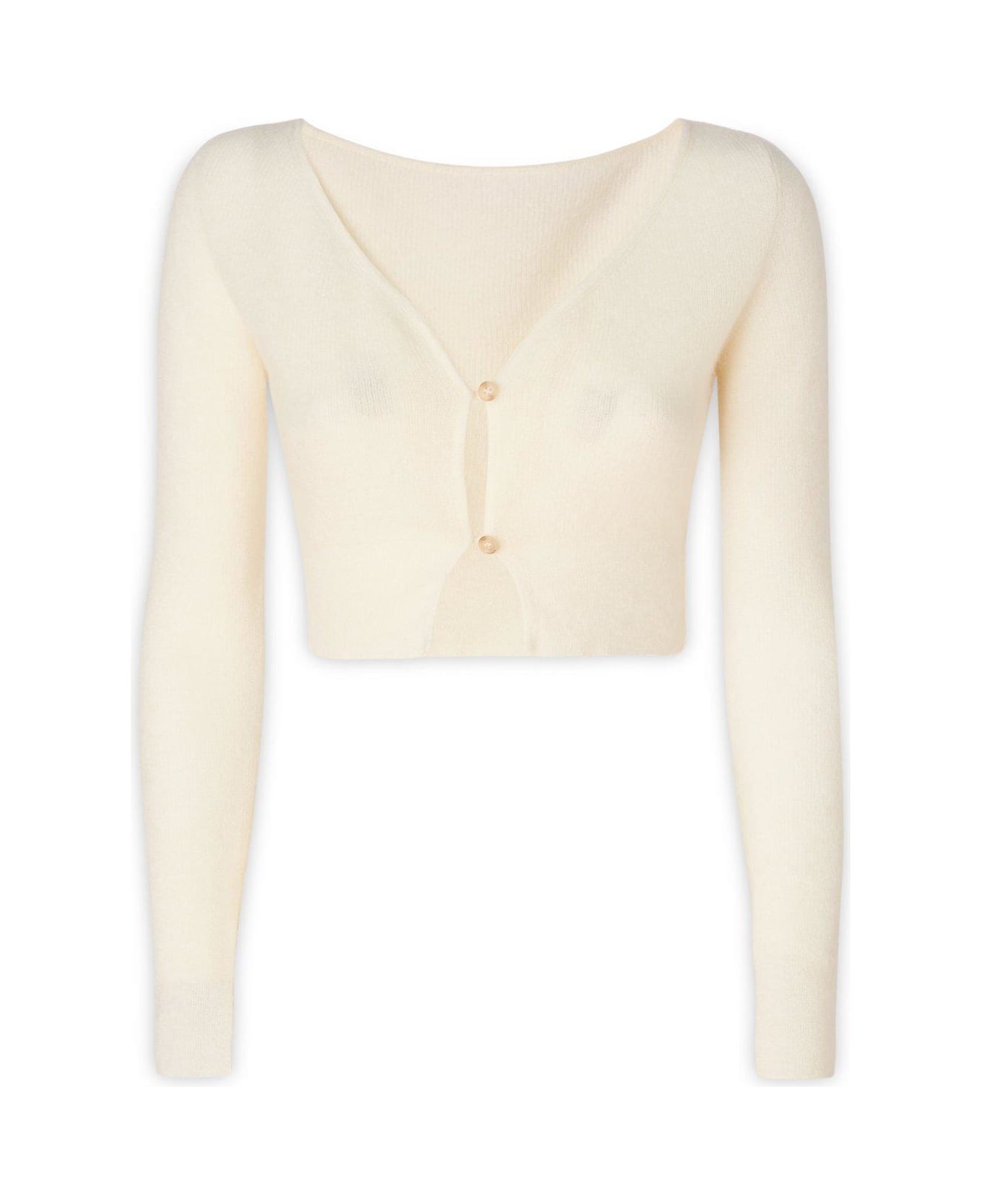 Jacquemus V-neck Buttoned Cropped Cardigan - White