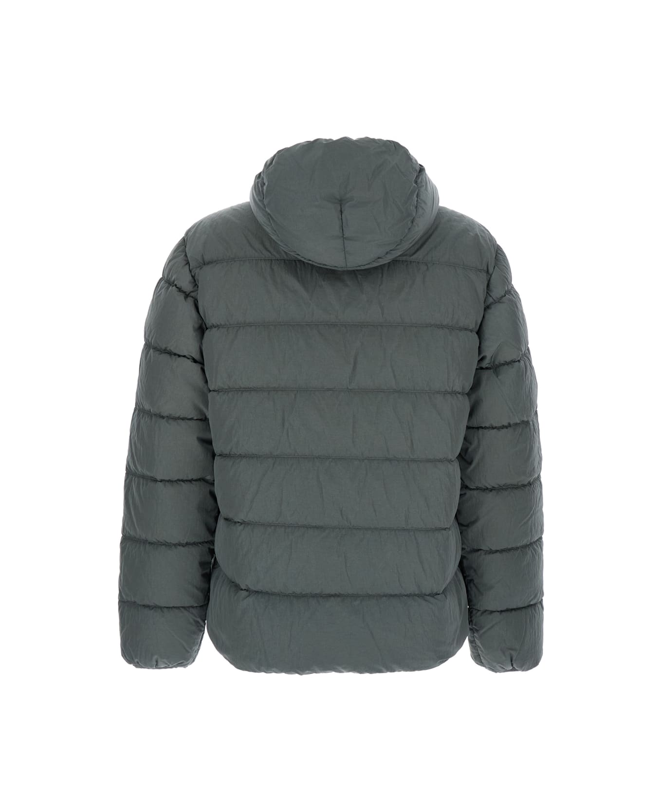 C.P. Company Grey Down Jacket With Fixed Hood With Googles Detail In Tech Fabric Man - Grey