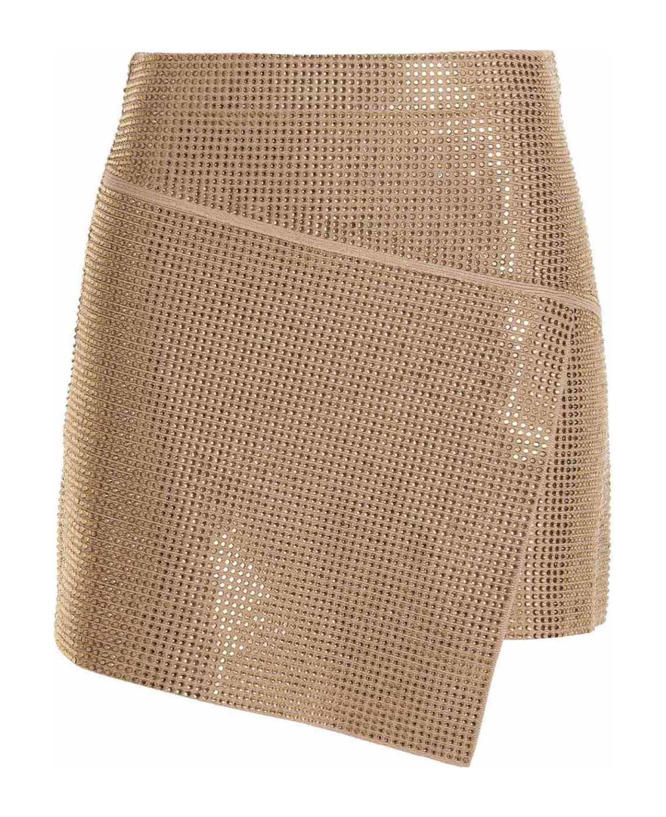 ANDREĀDAMO Sequin Knit Skirt - Beige