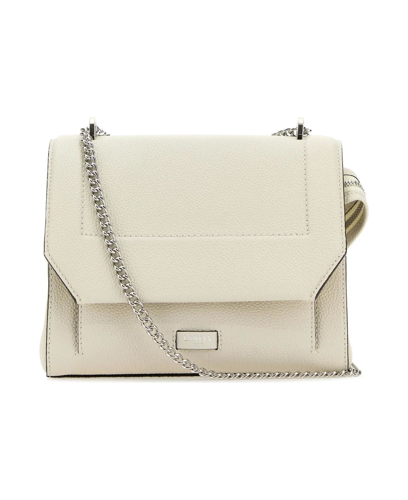 Lancel White Leather Ninon Handbag - Yellow Cream