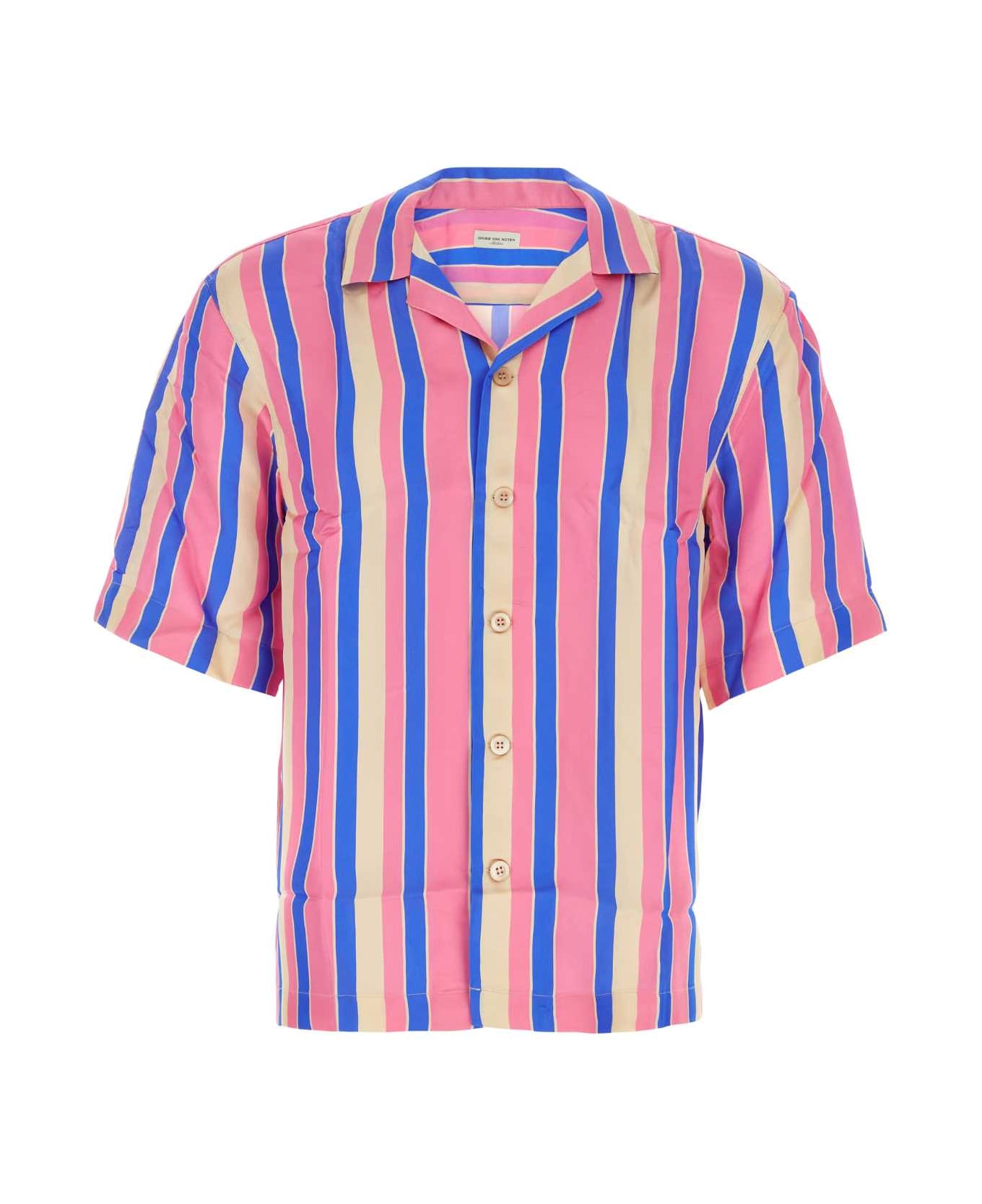 Dries Van Noten Embroidered Satin Oversize Cassi Shirt - PINK