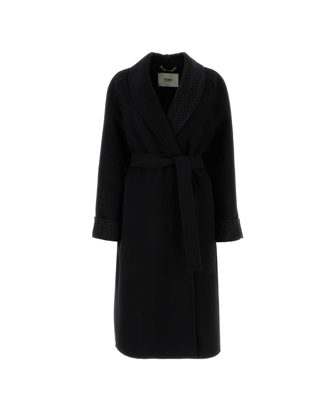 Fendi Robe-style Midi Coat - Black
