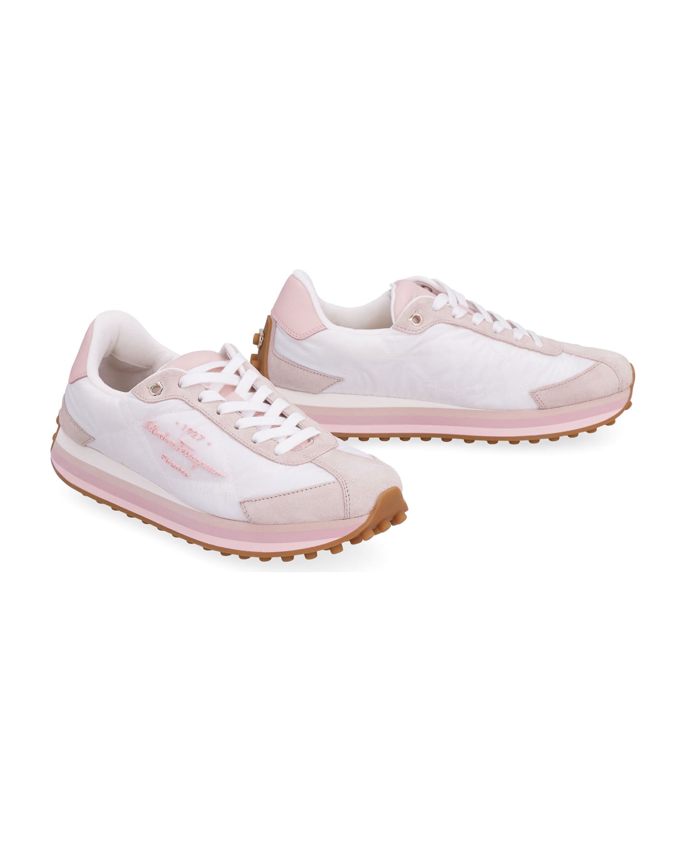 Ferragamo Leather And Fabric Low-top Sneakers - White