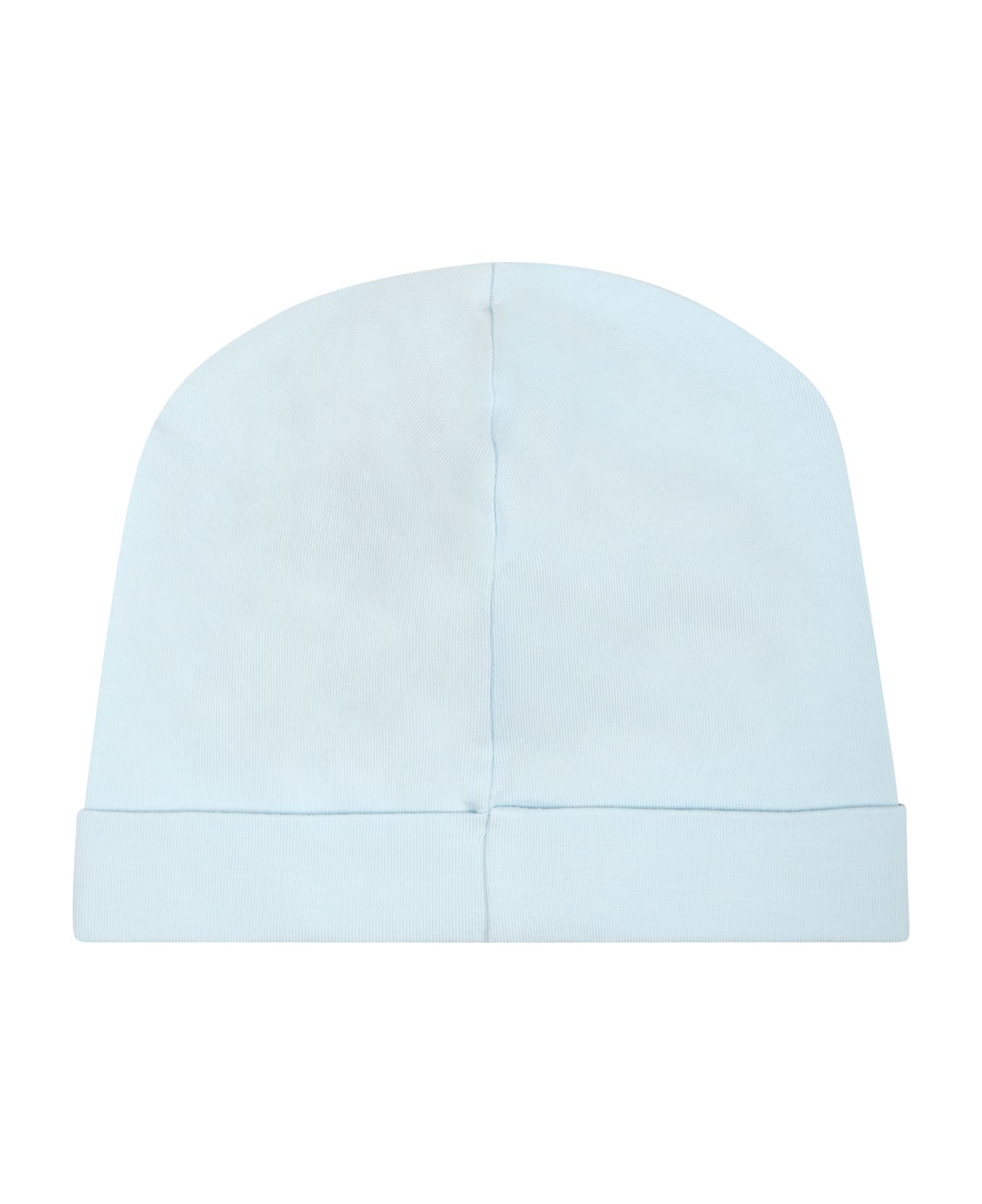 Moschino Blue Baby Boy Hat With Logo And Teddy Bear - Light Blue
