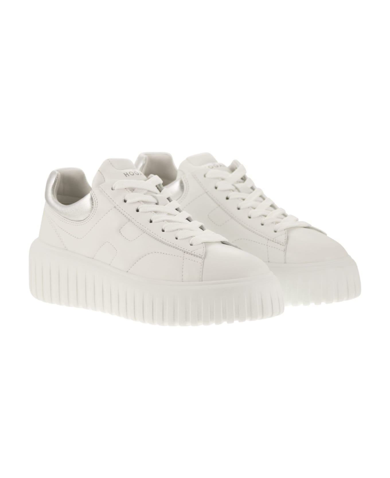 Hogan H-stripes Leather Trainers - White/silver
