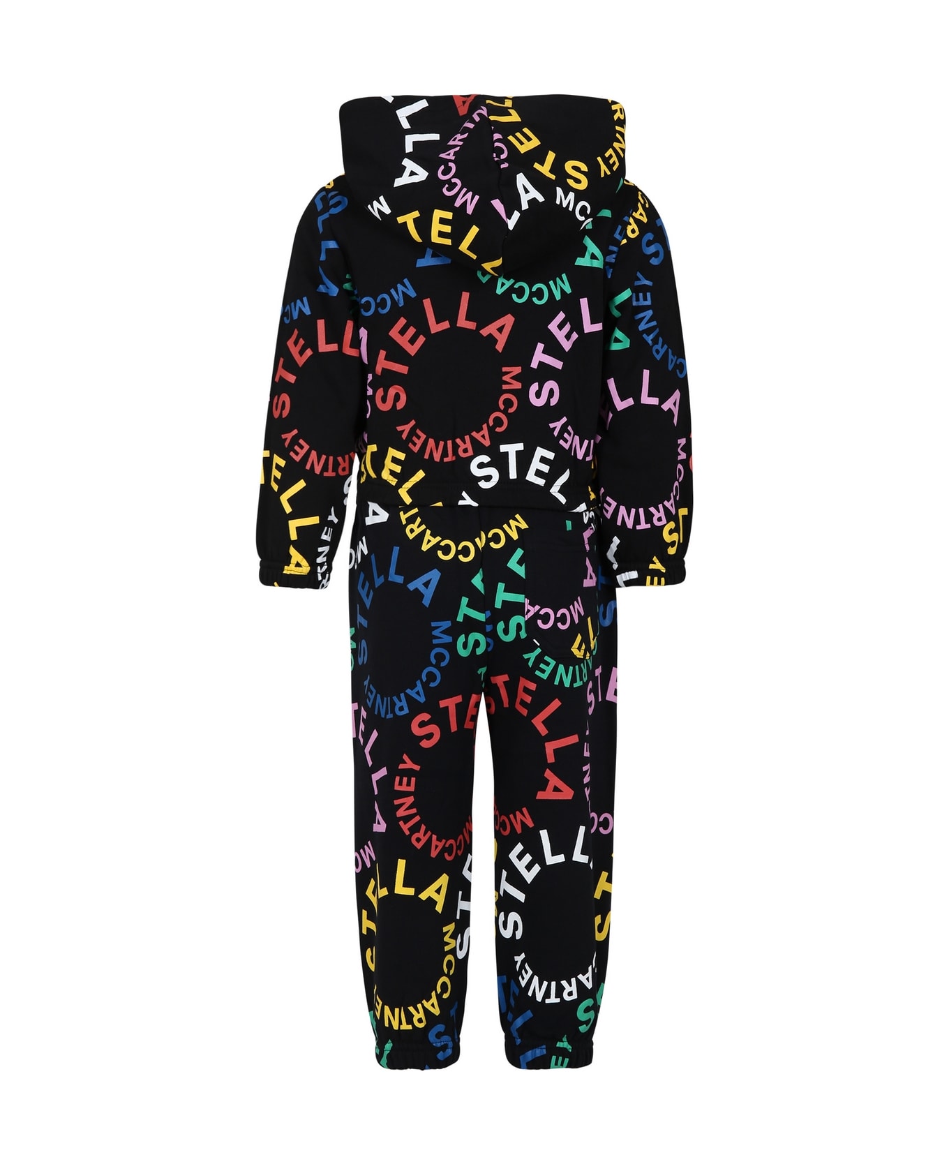Stella McCartney Kids Black Sports Suit For Girl With Multicolor Logo - Black