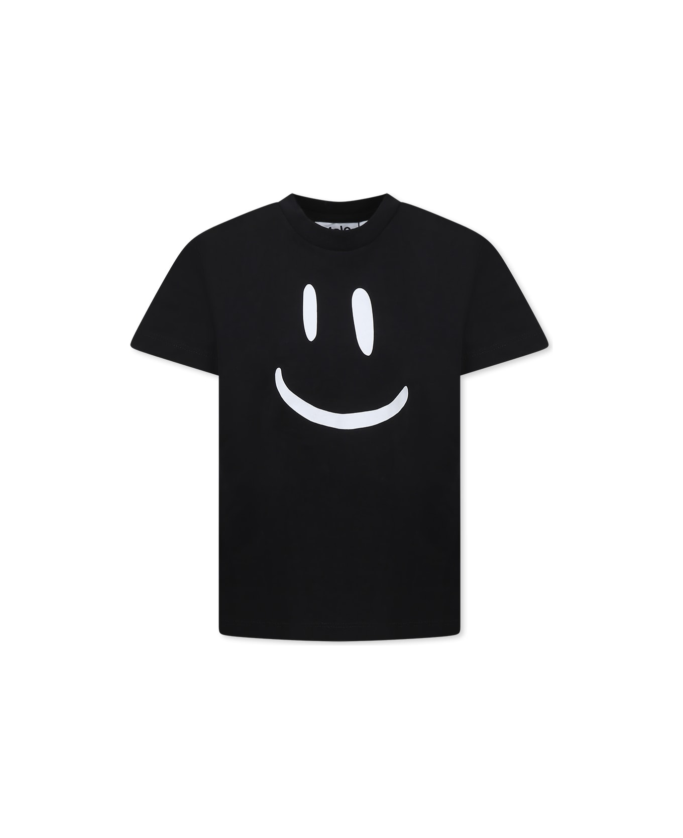 Molo Black T-shirt For Kids With Smiley - Black