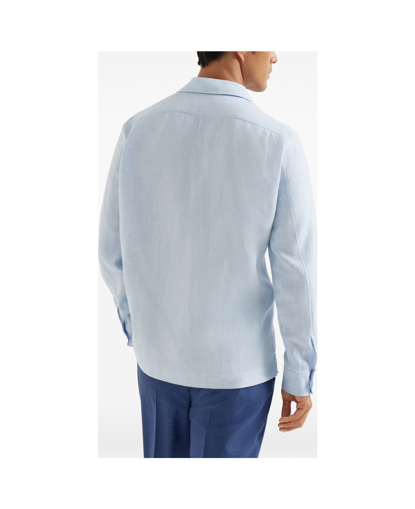 Brunello Cucinelli Linen And Cotton Blend Shirt - Clear Blue