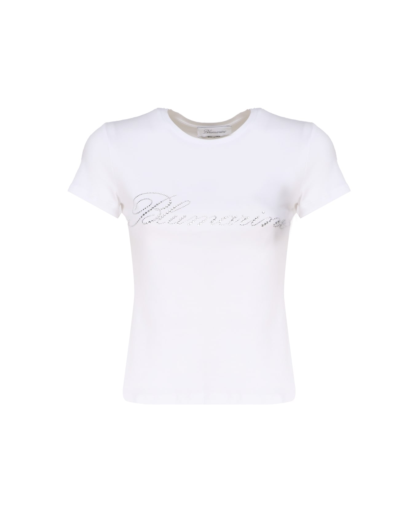 Blumarine T-shirt With Studs And Rhinestone Embroidery - White Tシャツ