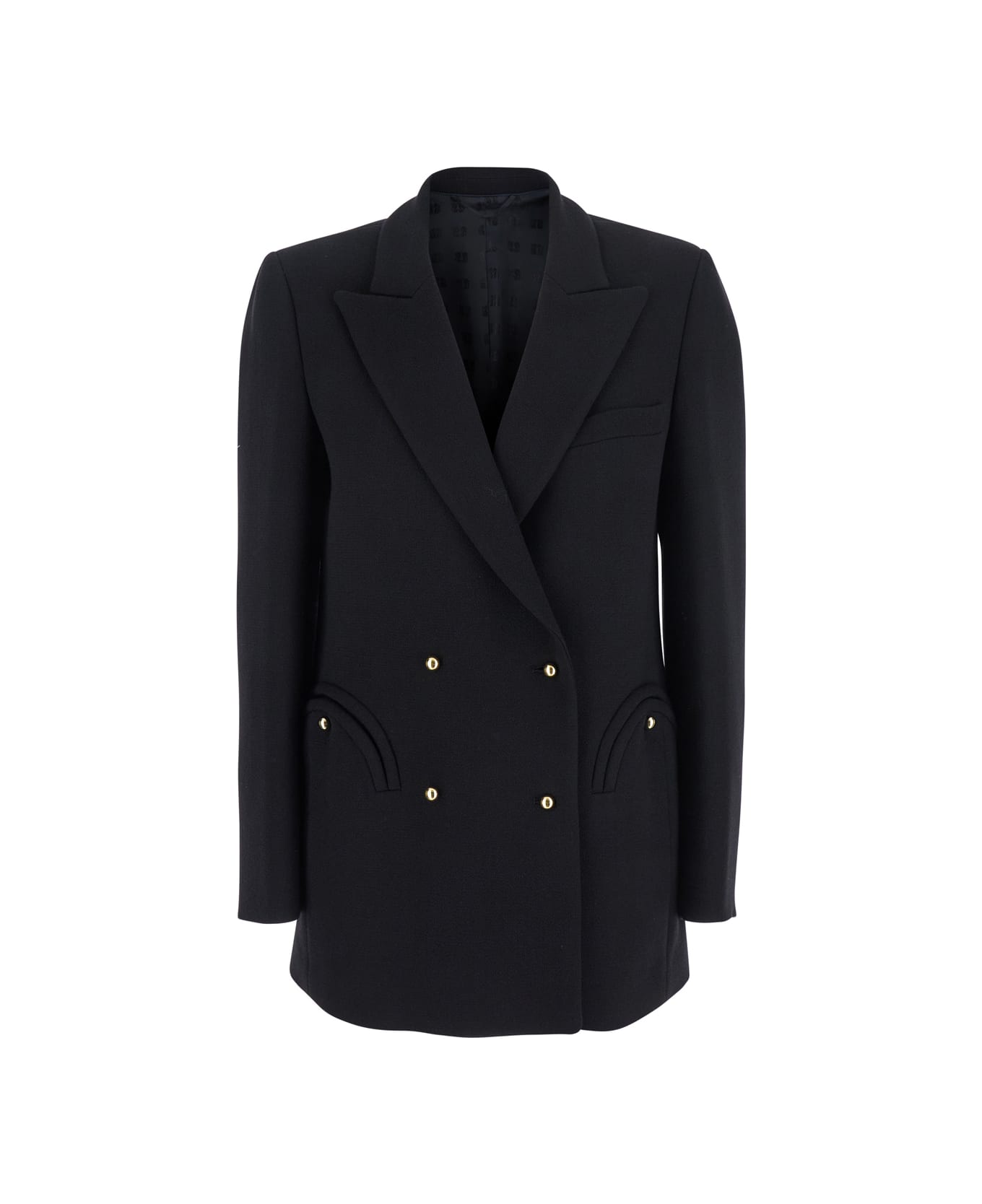 Blazé Milano 
resolute
 Black Double-breasted Jacket With V Neck And Peak Revers In Wool Woman - Black