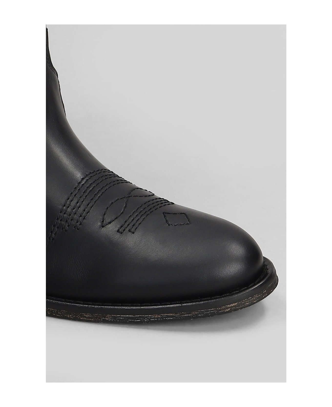 Via Roma 15 Texan Ankle Boots In Black Leather - black