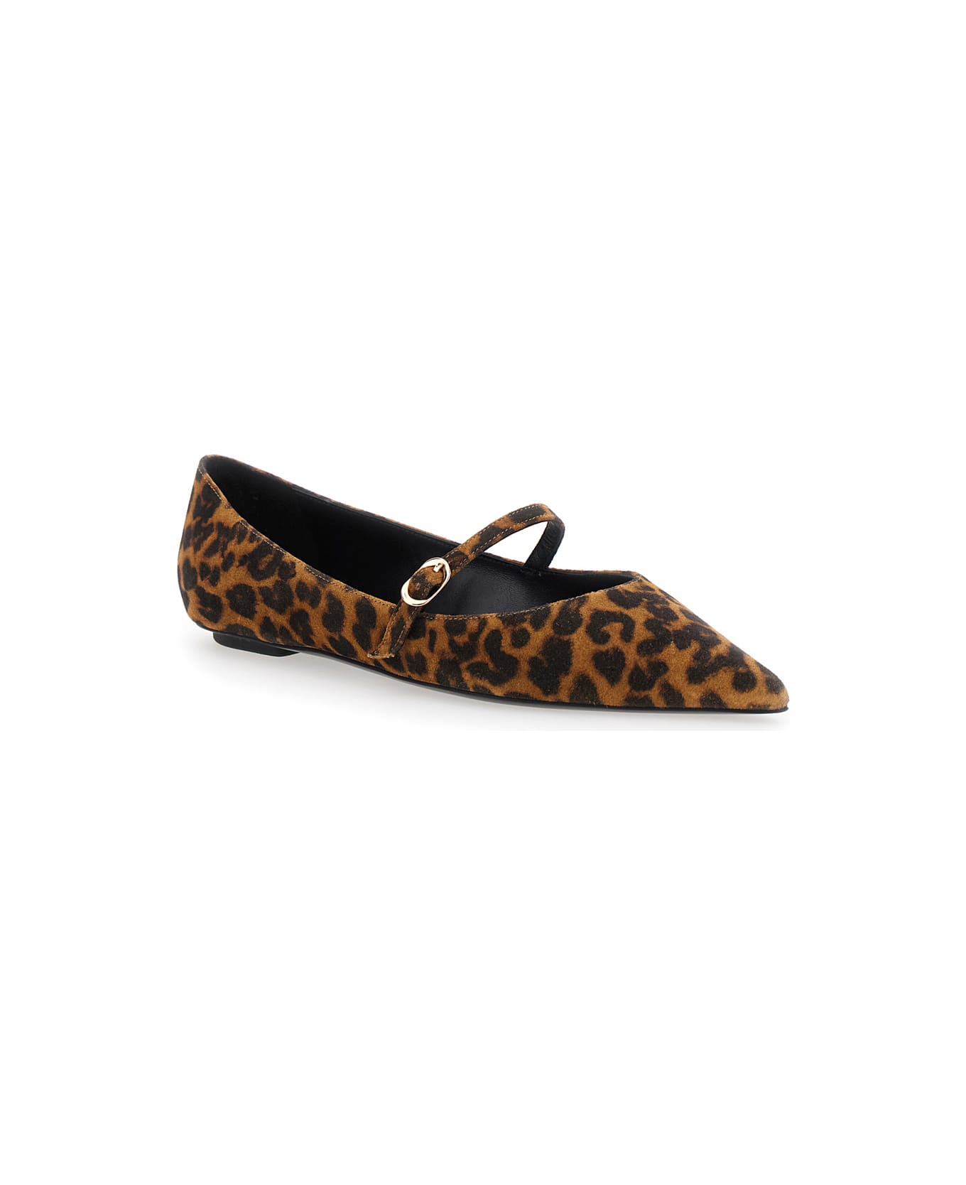 Stuart Weitzman 
emilia
 Brown Ballet Shoes With Adjustable Strap Closure And All-over Leopard Motif In Suede Woman - Brown