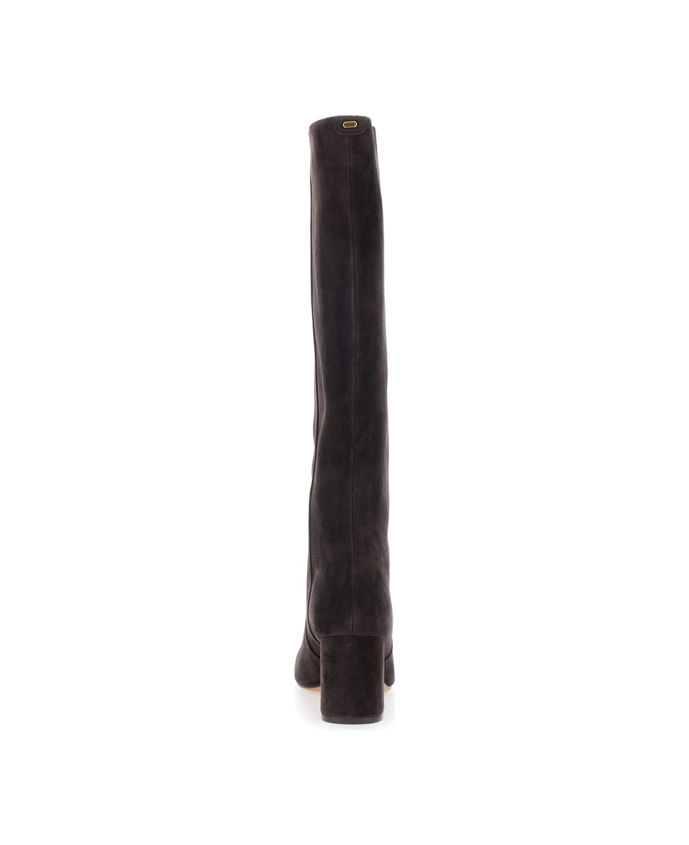 TwinSet Brown Knee High Boots With Back Logo Detail In Suede Woman - Brown