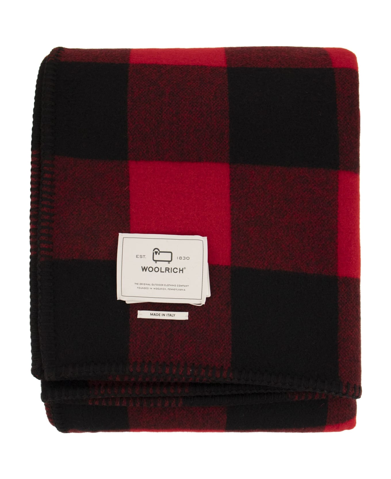 Woolrich Pure Wool Check Scarf - Red/black