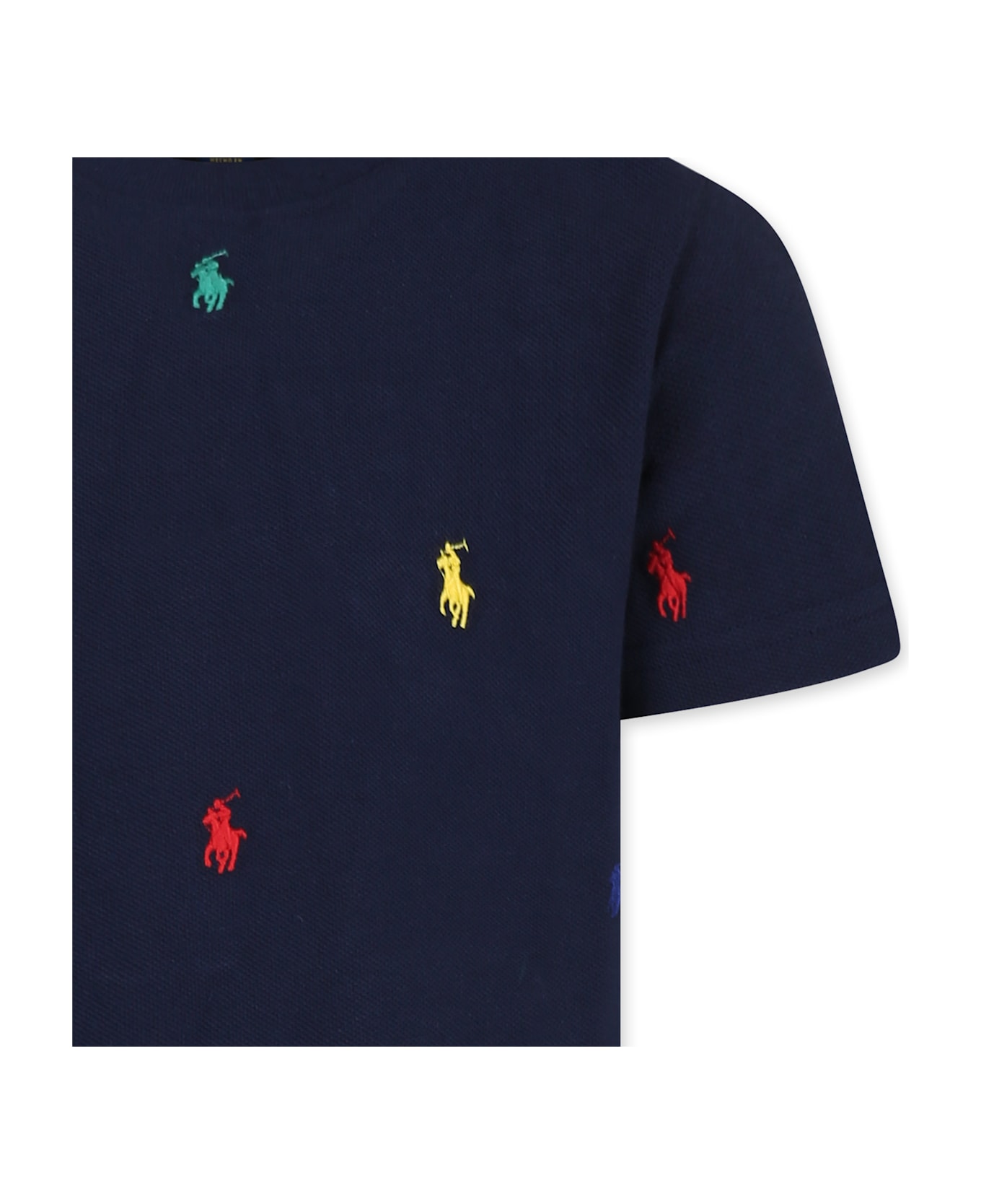 Ralph Lauren Blue T-shirt For Boy With Horse - Blue