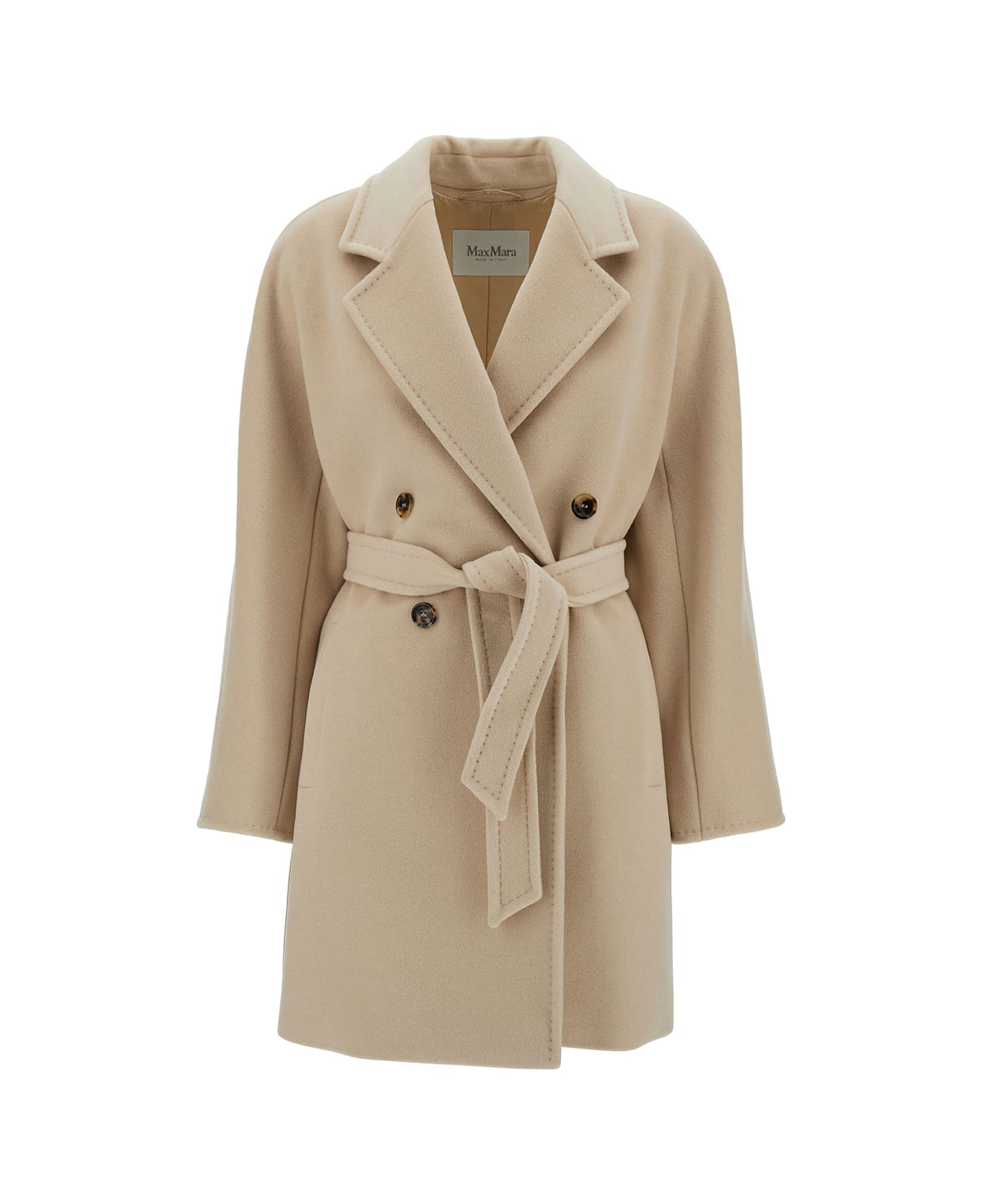 コート MAX MARA BEIGE DOUBLE-BREASTED COAT IN WOOL AND CASHMERE Max Mara Beige Double-breasted Coat With Matching Belt In