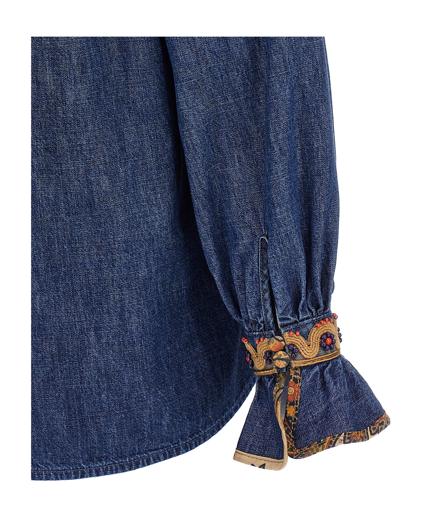 Valentino Garavani Chambray Denim Embroidered Top