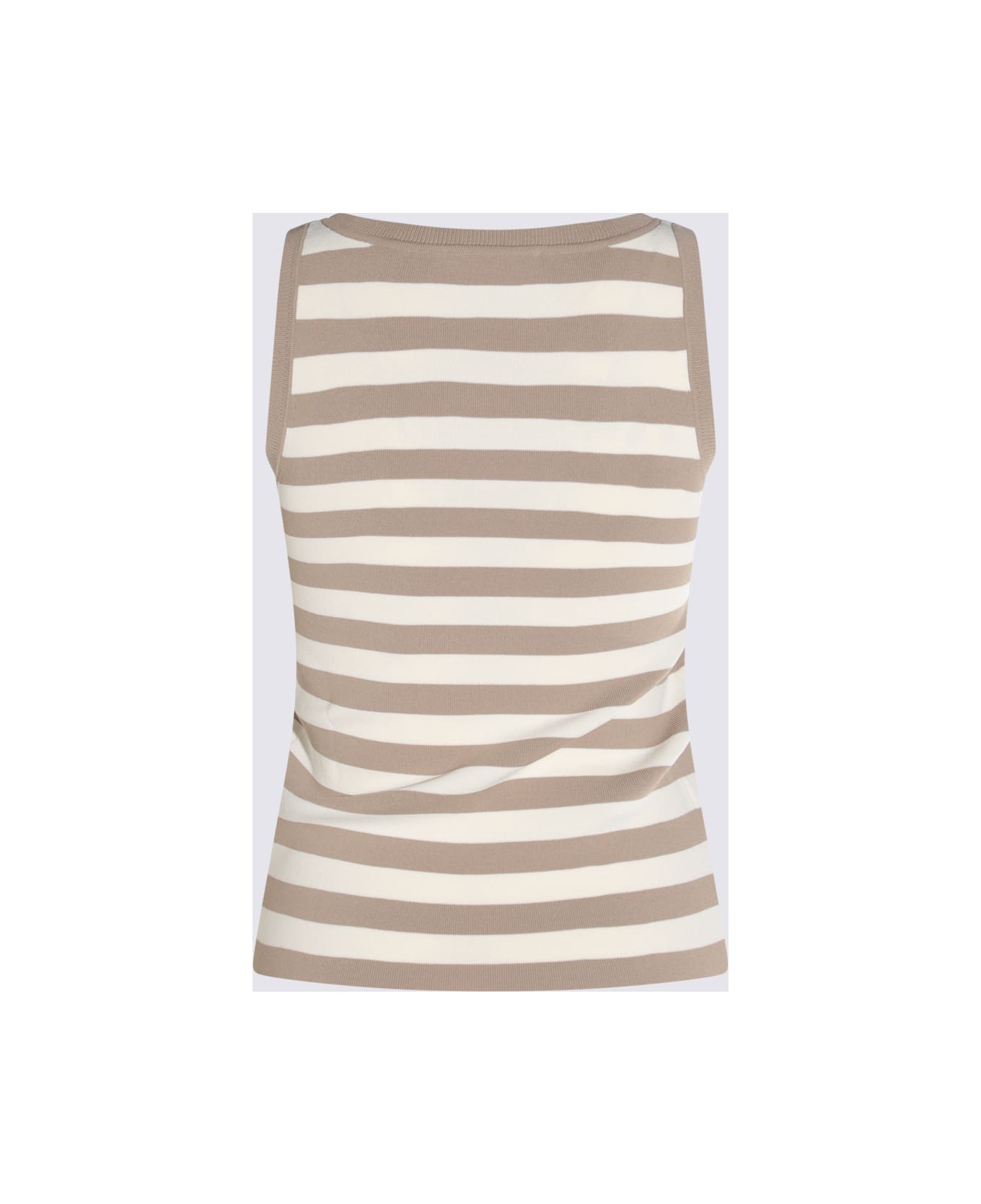 Max Mara White And Beige Cotton Pentola Top - AVORIO/CORDA